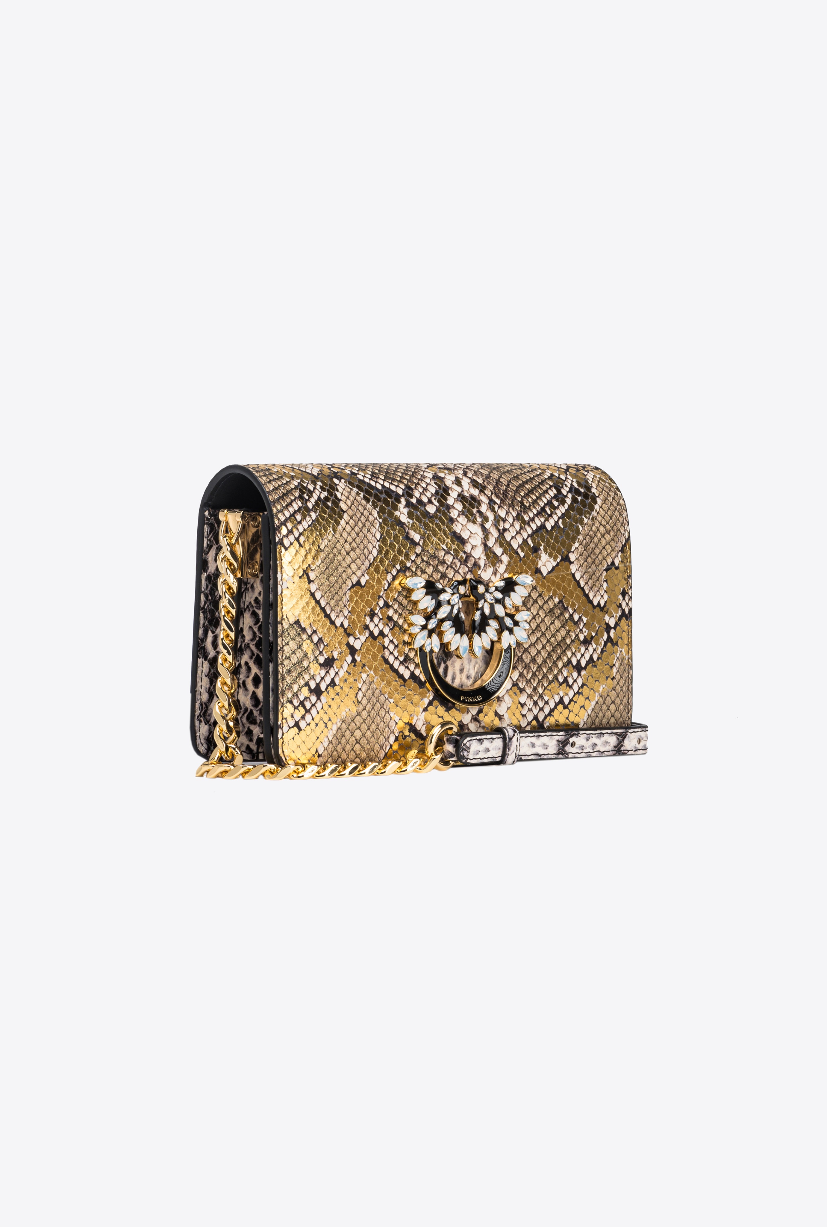 PINKO GALLERIA MINI LOVE BAG CLICK IN LAMINATED REPTILE SKIN - 3
