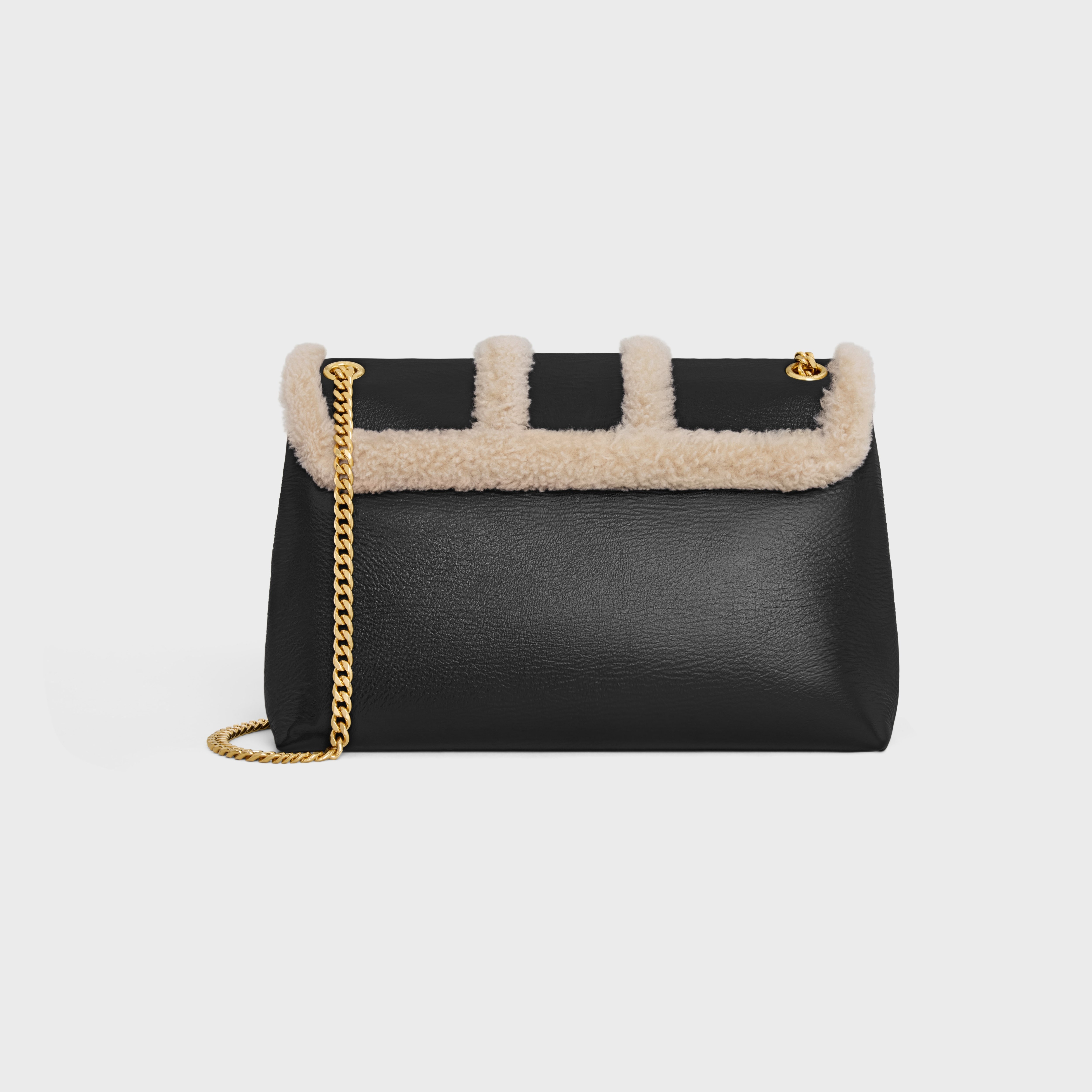 LARGE CELINE VICTOIRE BAG in CREASED LAMBSKIN AND SHEARLING - 3