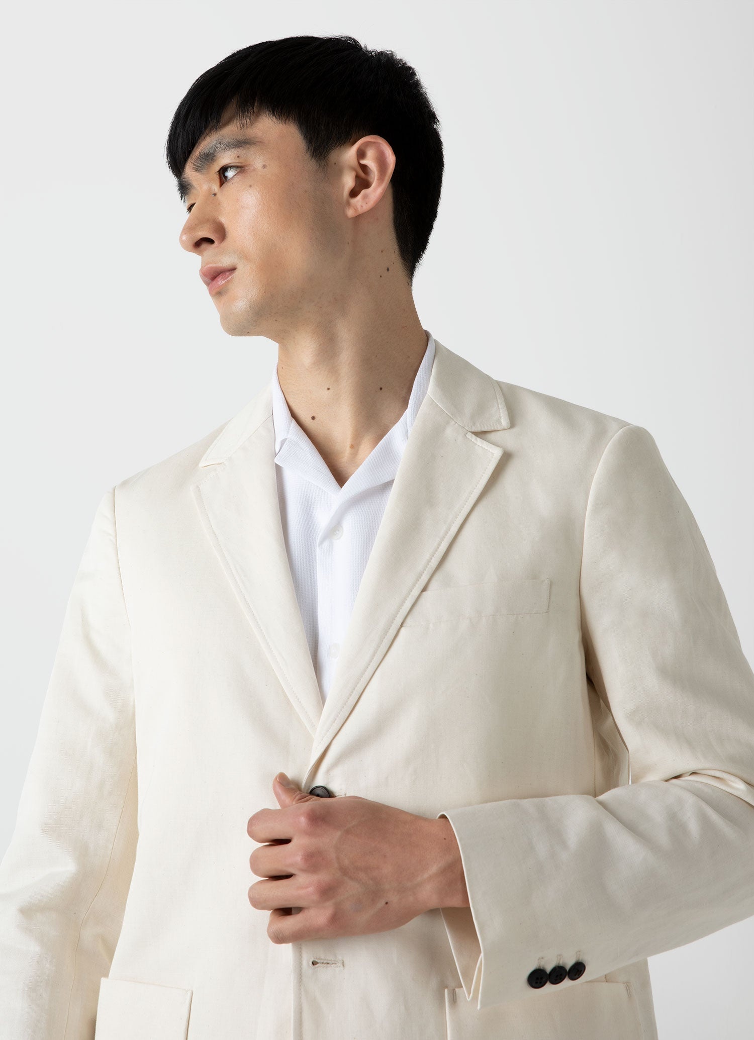 Undyed Cotton Linen Unstructured Blazer - 5