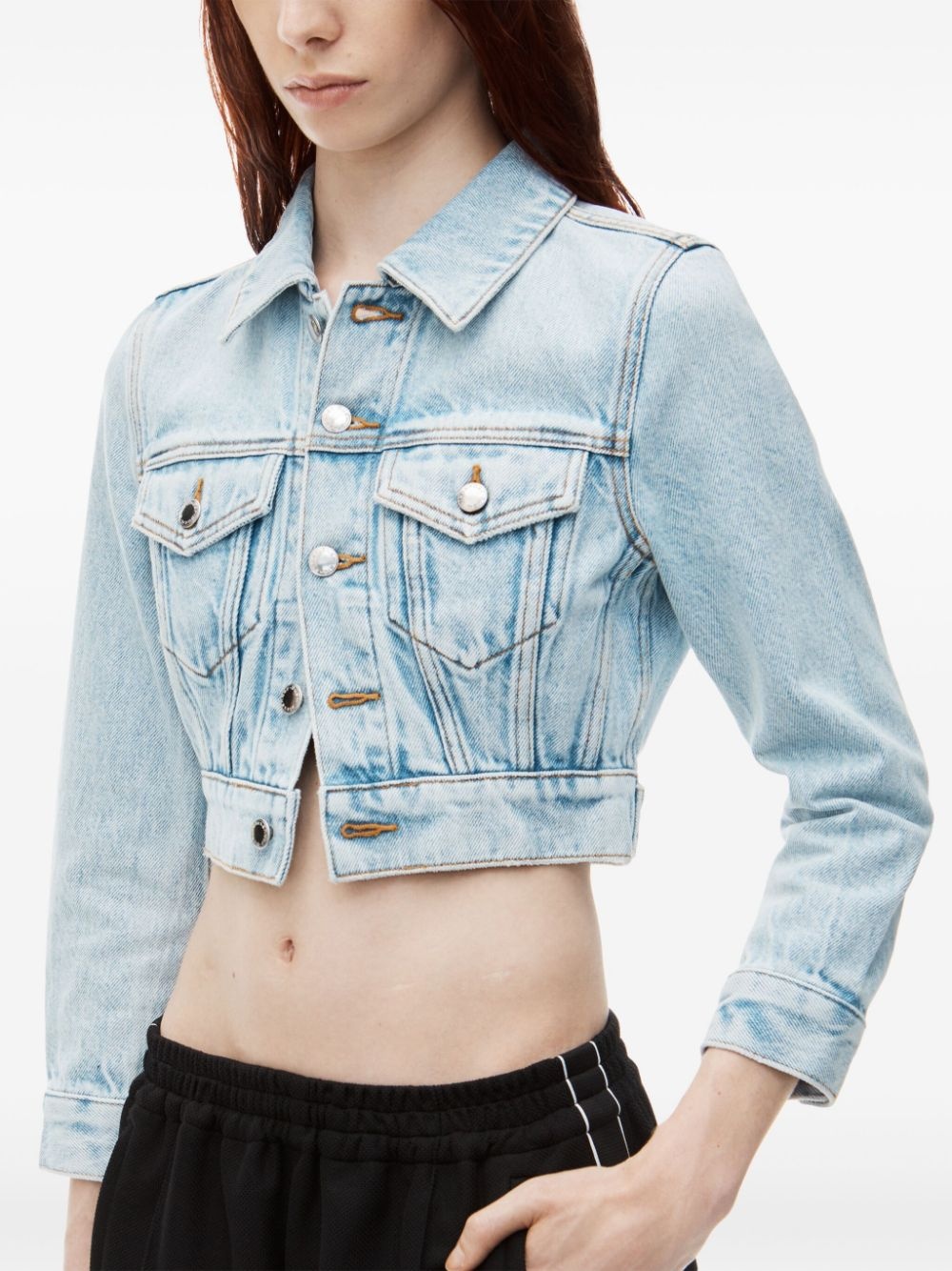 cropped denim jacket - 4