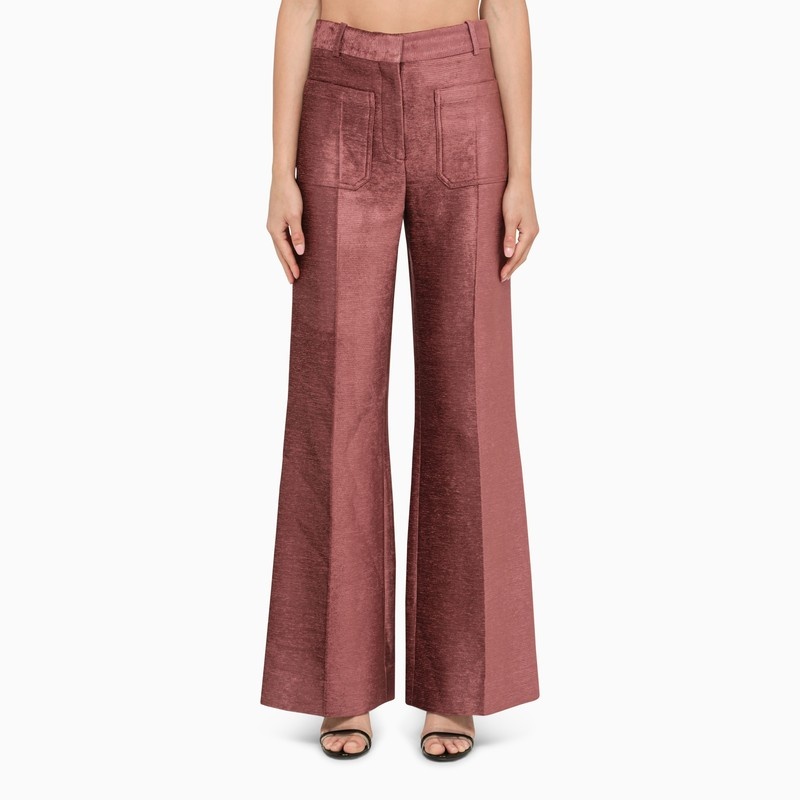 Plum flared trousers - 1