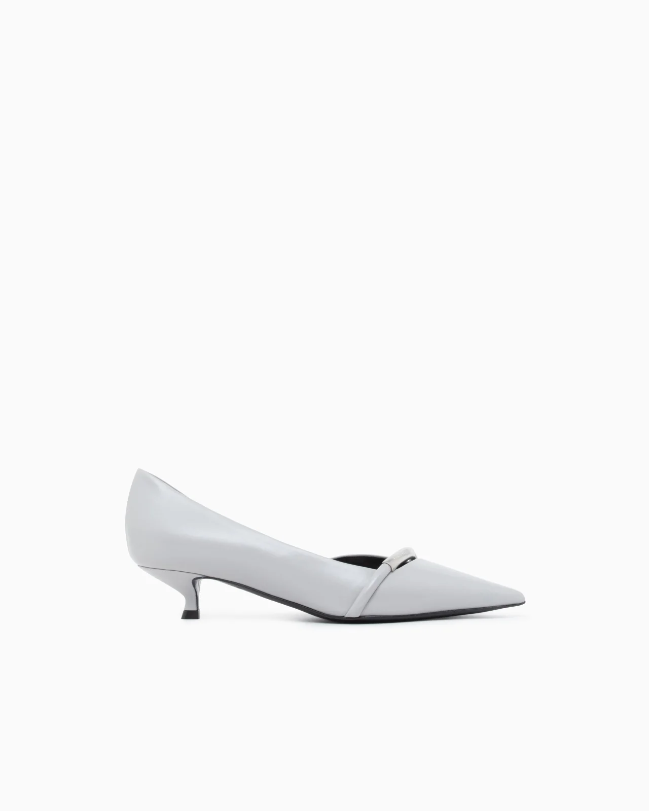 POINTED TOE LEATHER PUMPS WITH STRAP AND LOW HEEL - 1