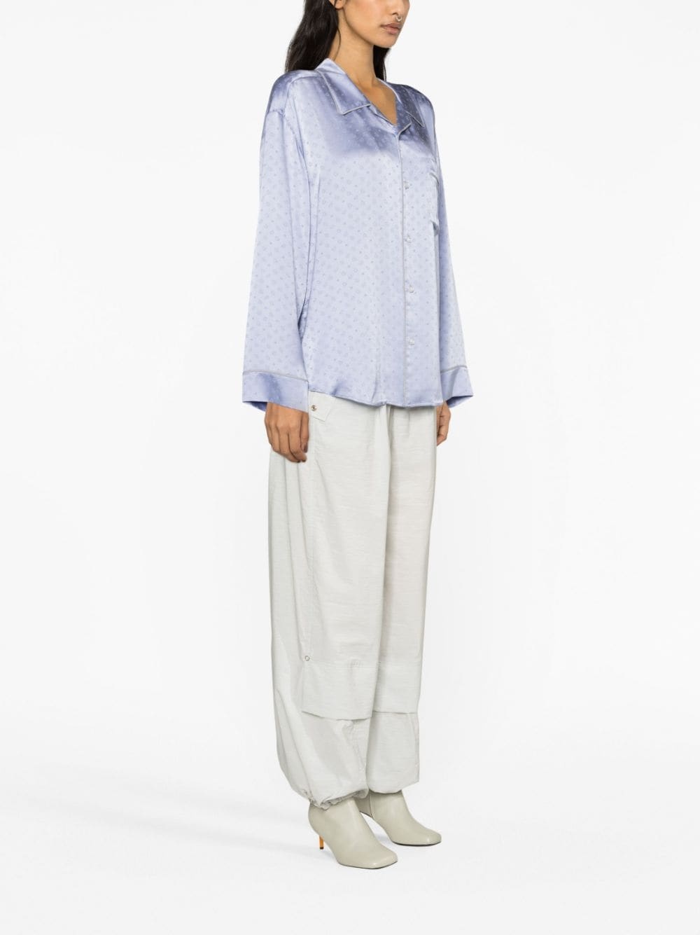 Alexander Wang Pajama Shirt In Silk Paisley Jacquard in Blue