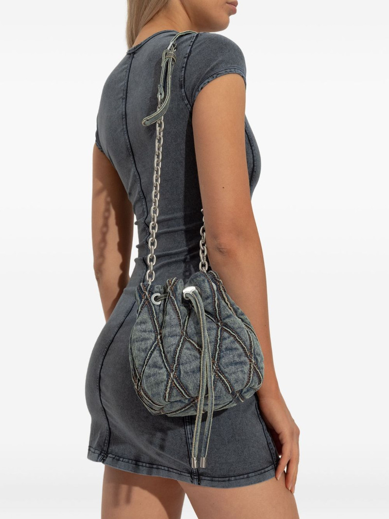 Diesel mini Charm-D quilted chain-strap bag outlook