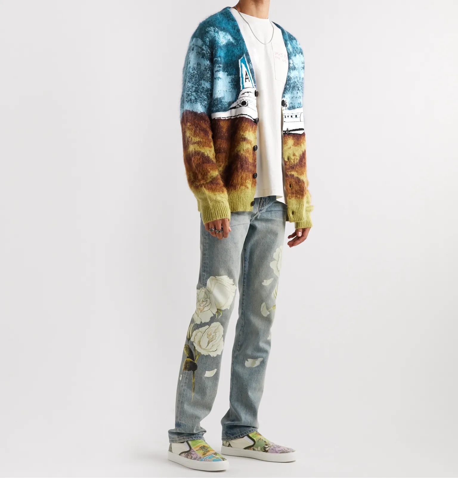 Painted Distressed Denim Jeans - 2