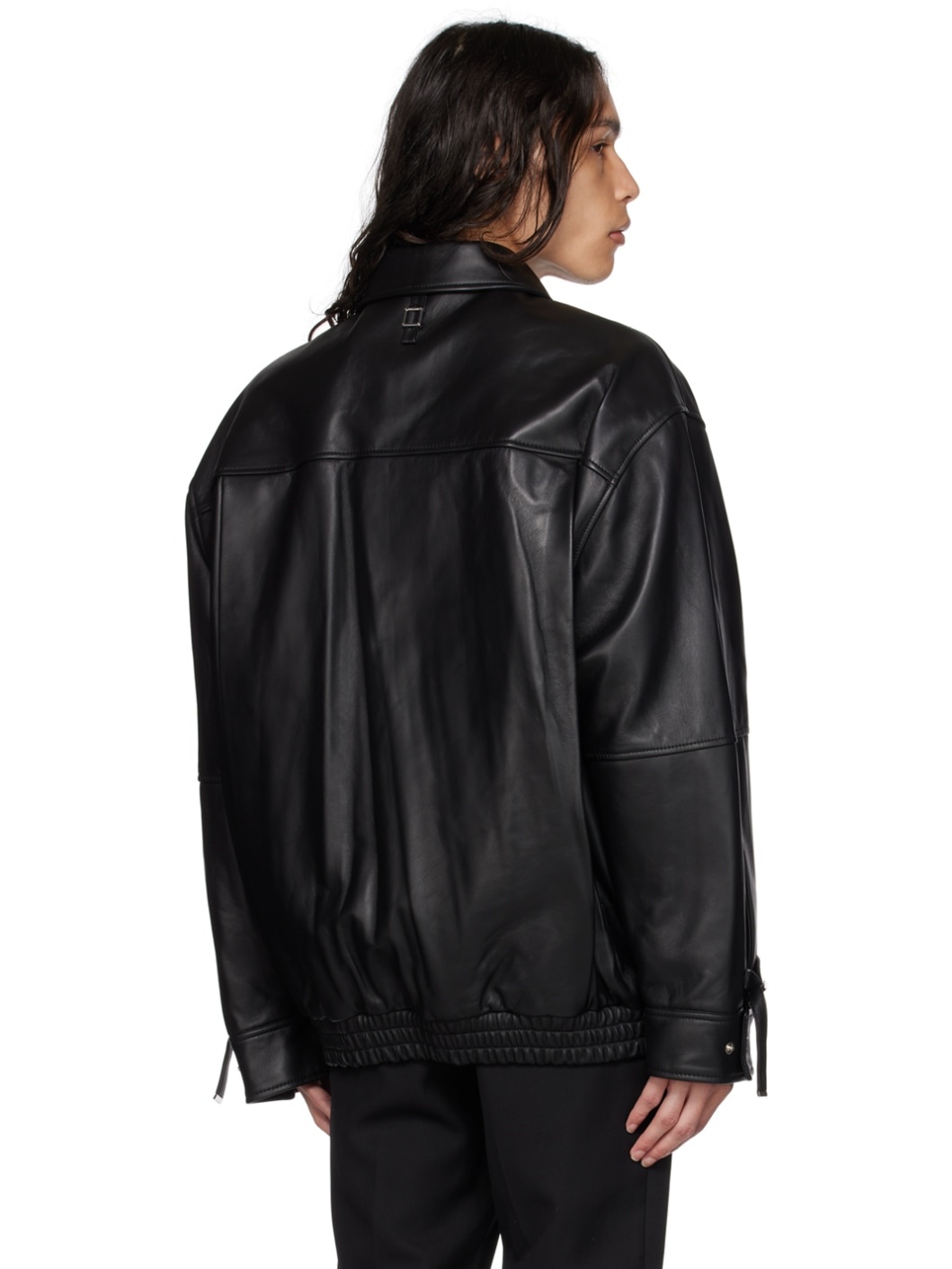 Black Banding Leather Jacket - 3