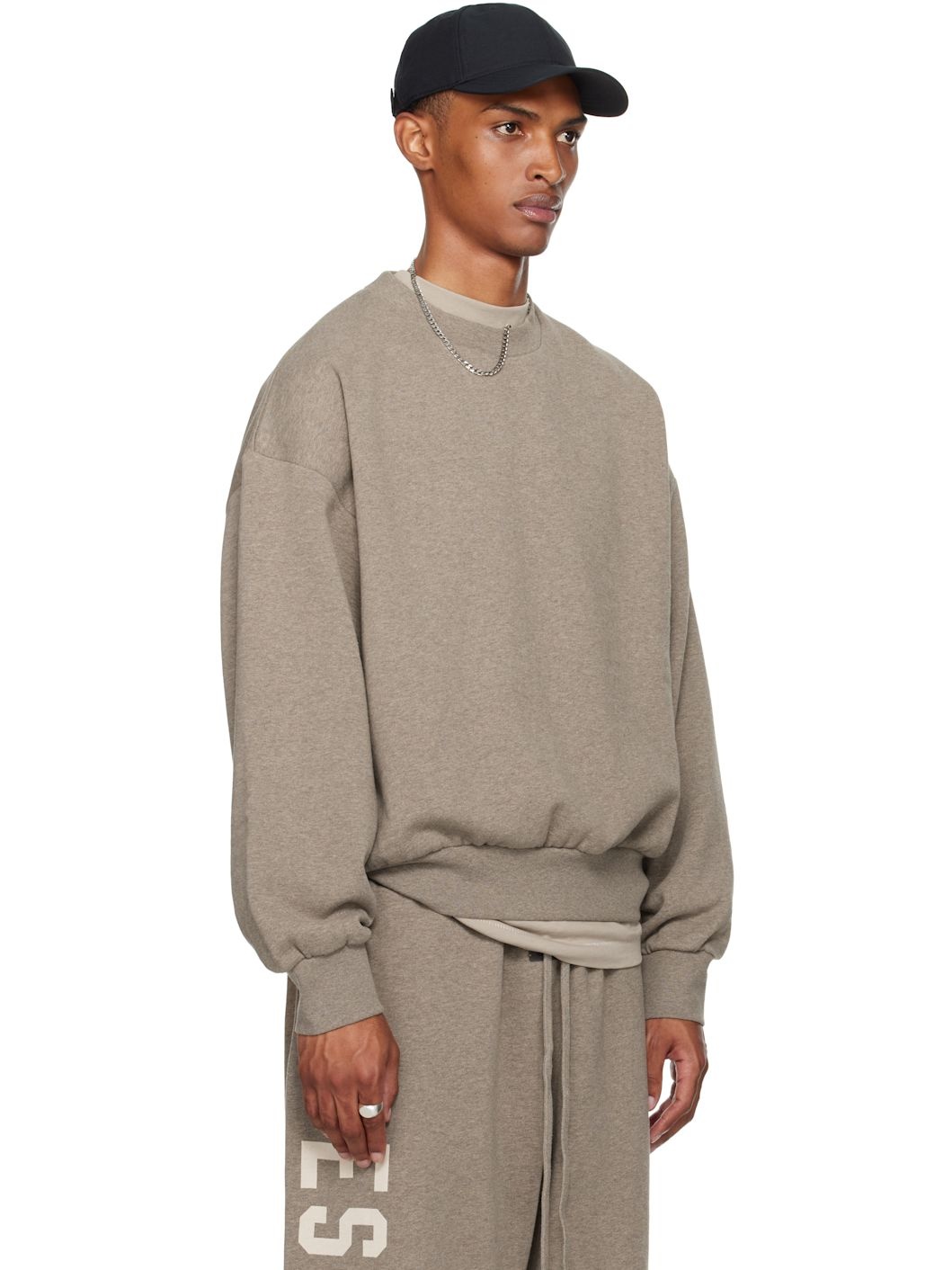 Brown Classic Fit Fleece Crewneck Sweatshirt - 2