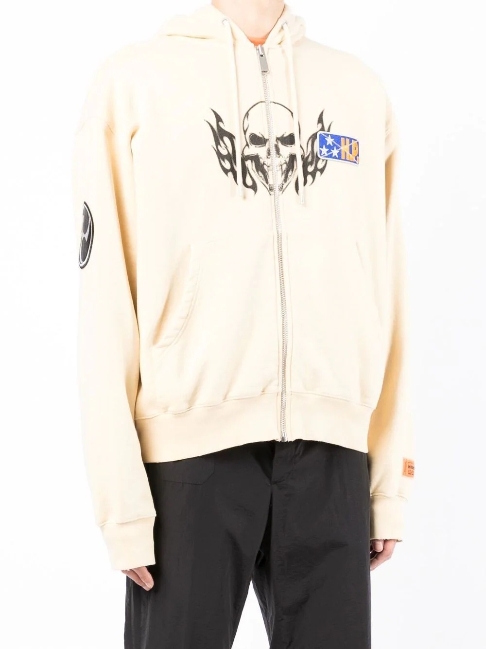 Flaming Skull zip-fastening hoodie - 3