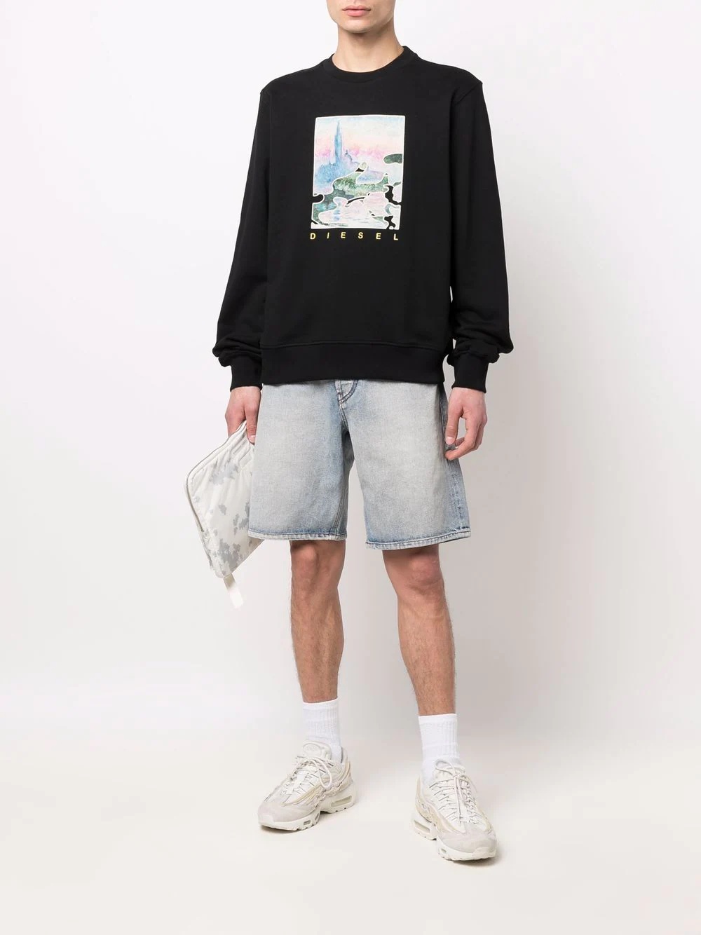 watercolour-print crew neck sweatshirt - 2