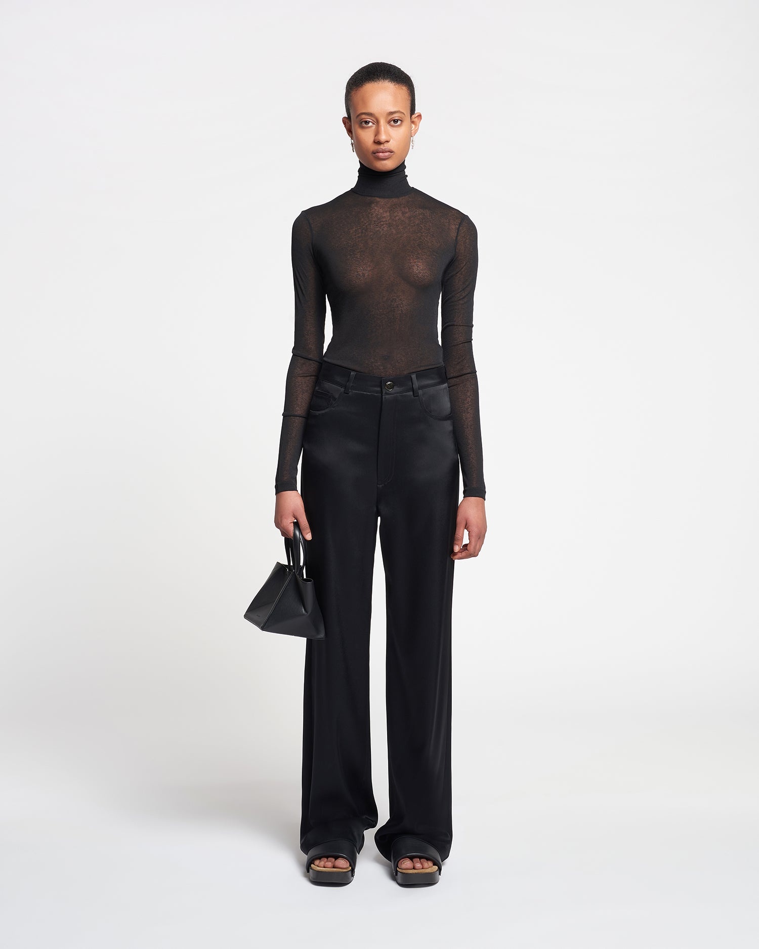 Mesh-Jersey Turtleneck Top - 3