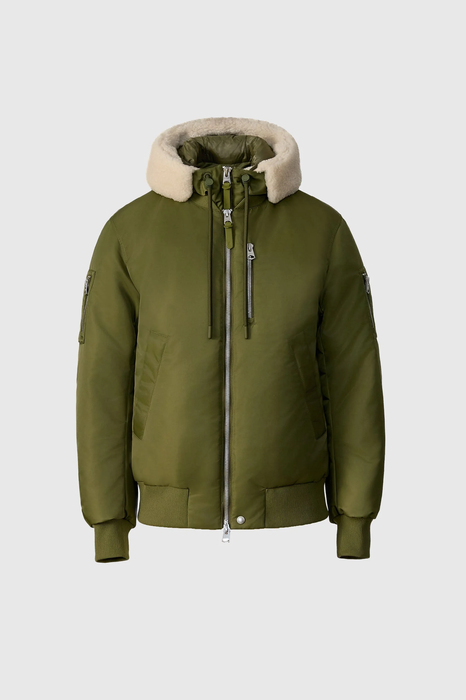 AUGUST bomber jacket with shearling-trimmed hood - 1