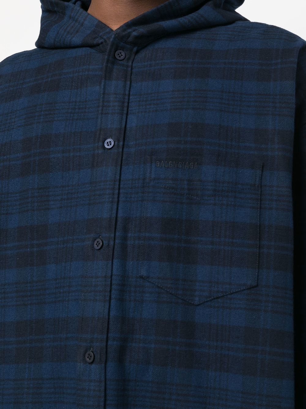 checked hooded shirt coat - 5