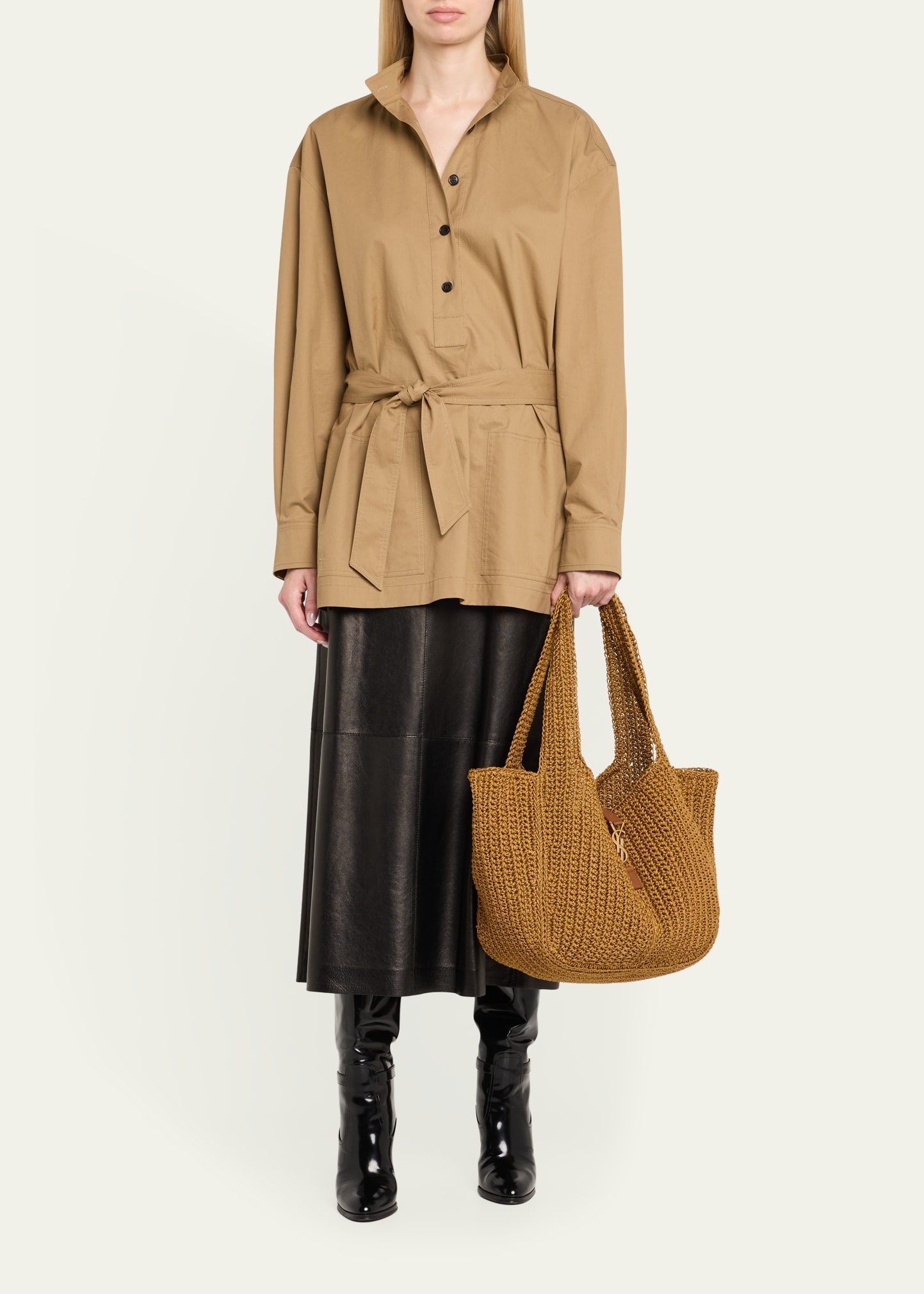 Bea YSL Tote Bag in Cord and Leather - 6