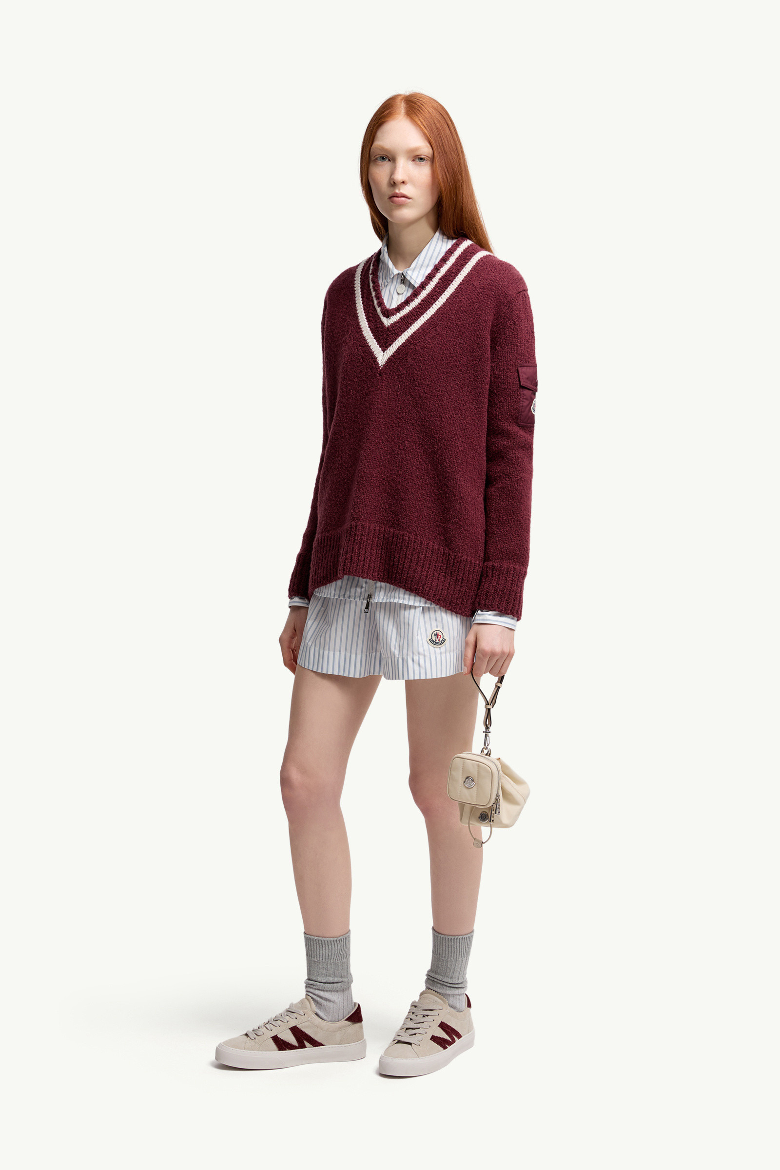 Padded V-Neck Cotton & Wool Blend Sweater - 2