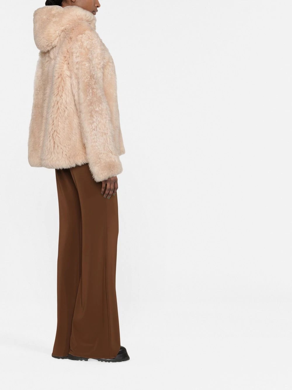 zip-up shearling coat - 3