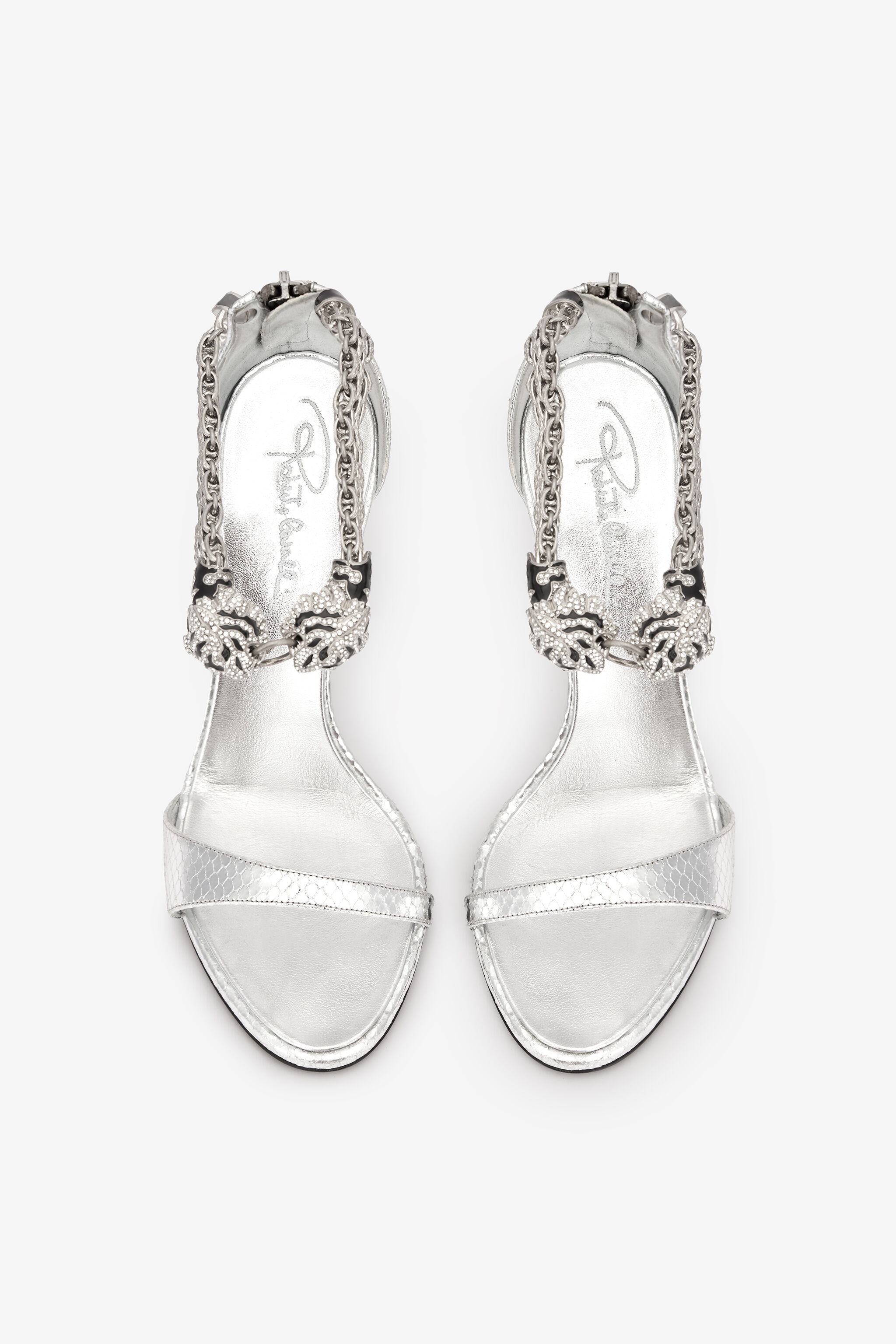 Metallic sandals with heels and tigers - 5