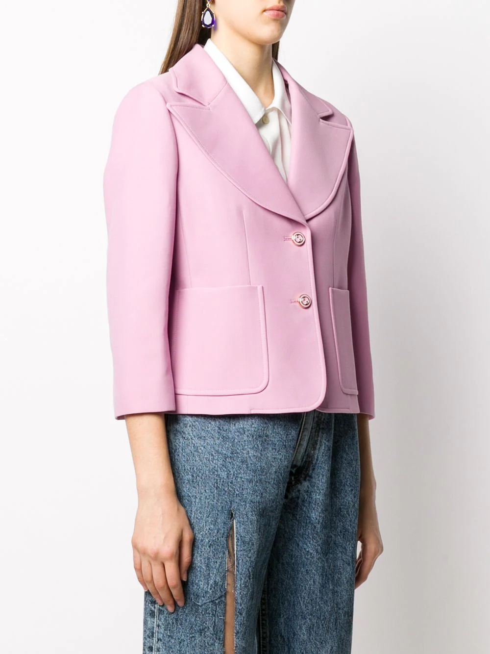 cropped peak lapels blazer - 3