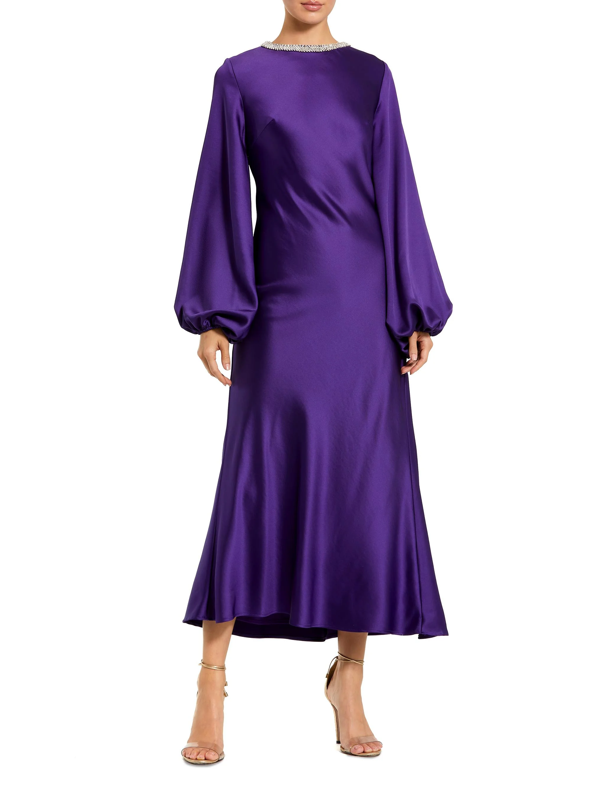 Women's Ieena Bias-Cut Satin Midi-Dress - Royal Purple - 1