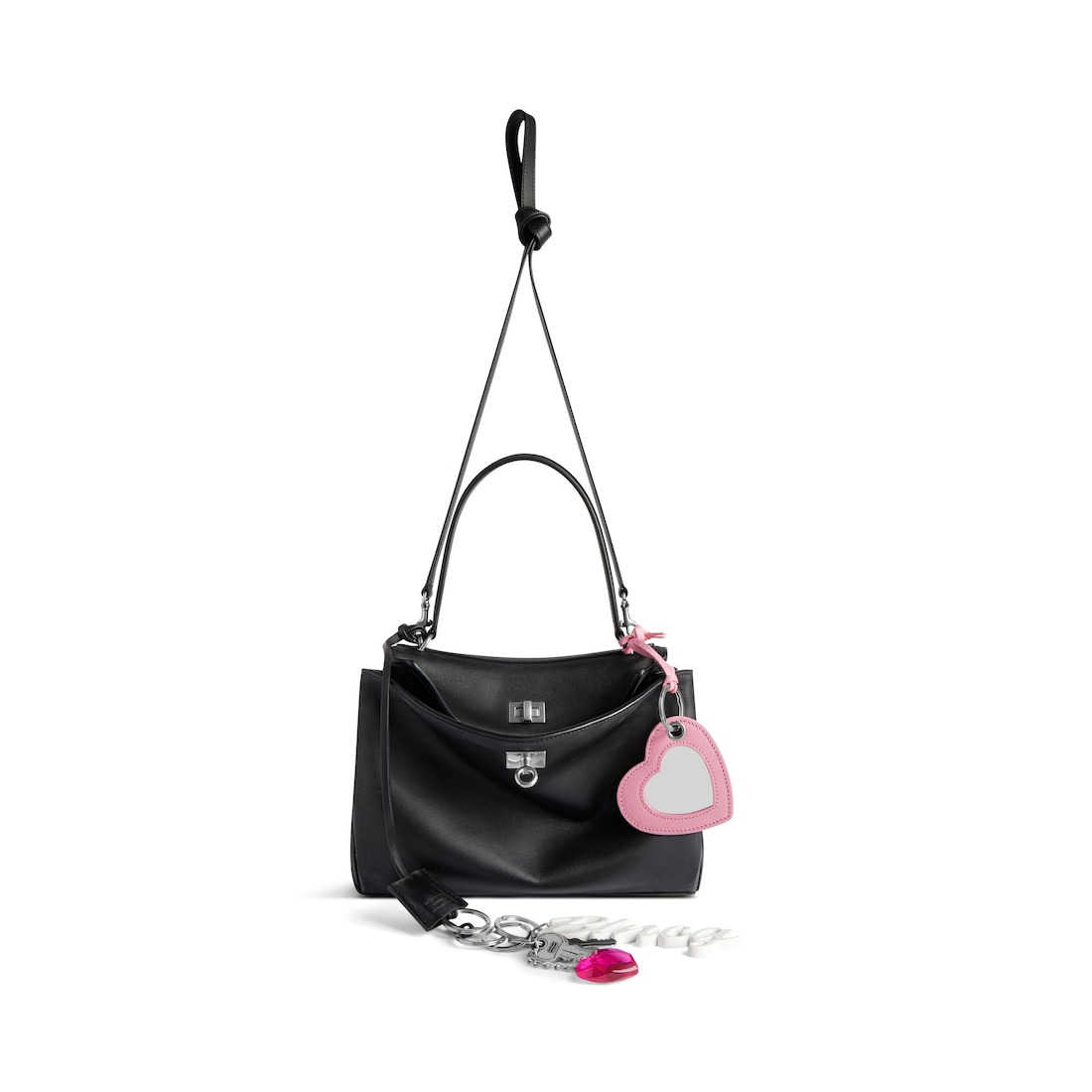 Women's Rodeo Small Handbag Used Effect With One Charm in Black - 4