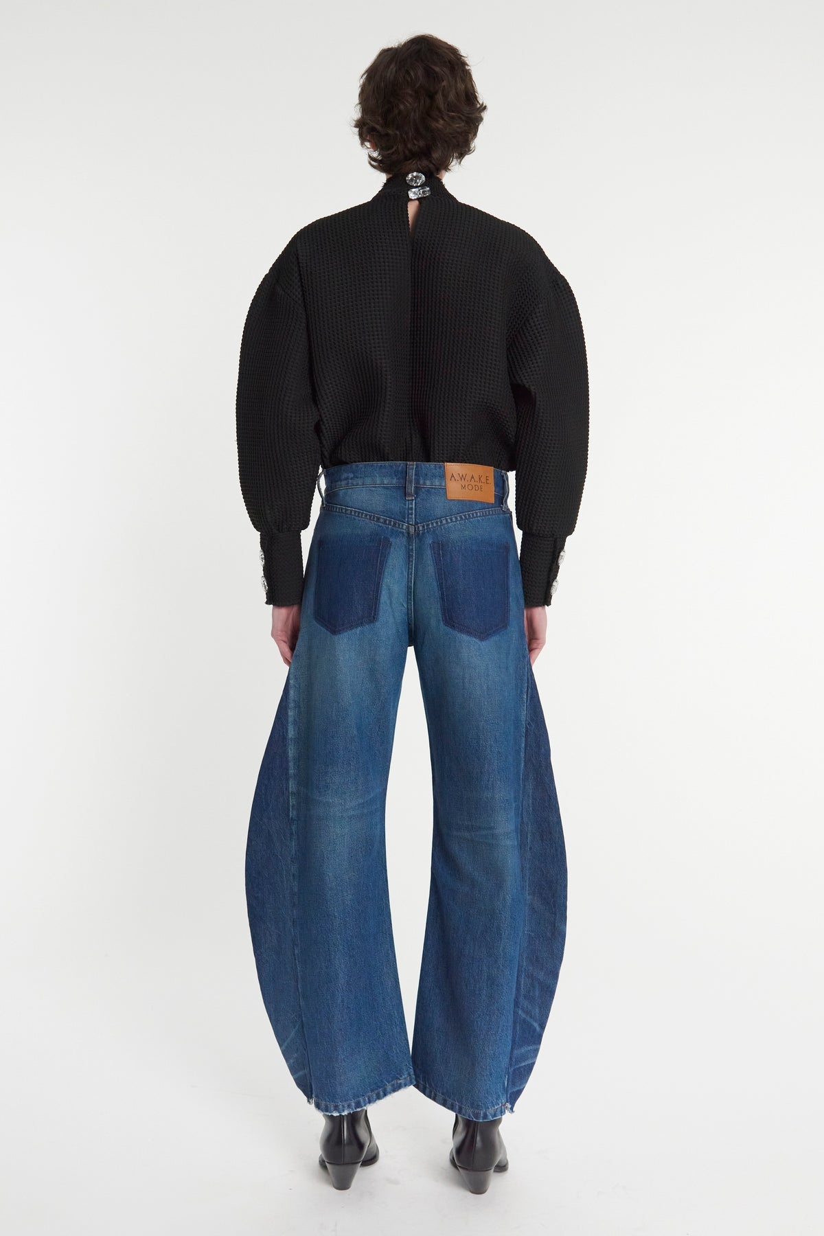 RECYCLED JEANS WITH SIDE INSERTS BLUE - 2