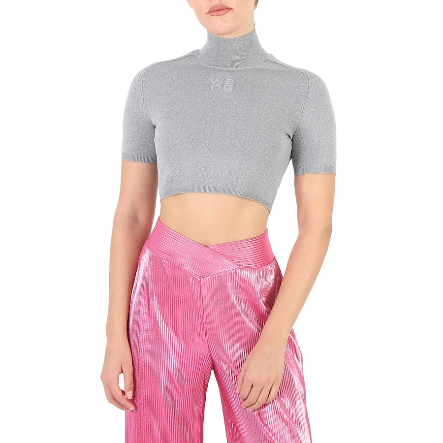 T by Alexander Wang Ladies Alloy Cropped Turtleneck Pullover - 3