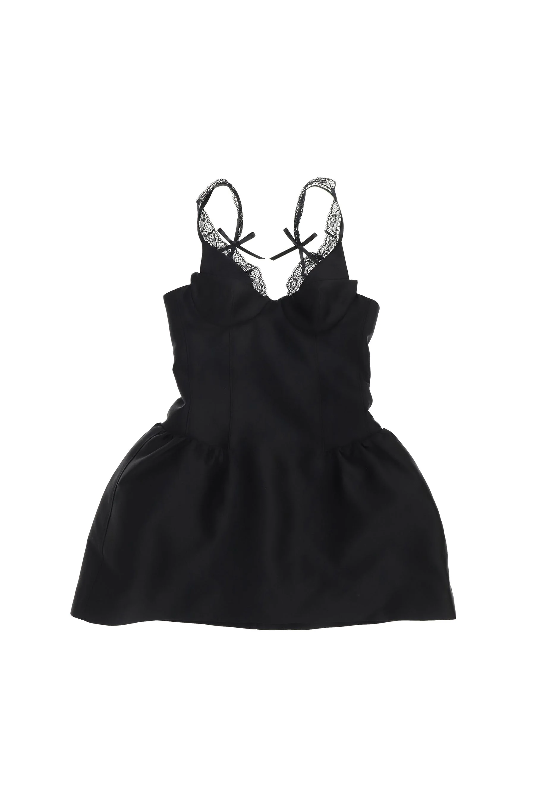 LACE TRIM BUSTIER DRESS / BLK - 1