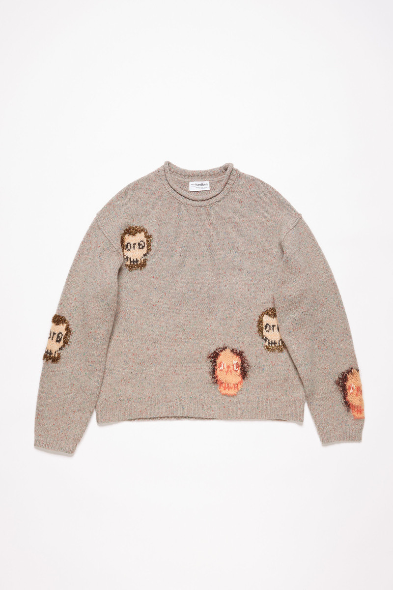 Jacquard skull jumper - Grey melange/multi 1