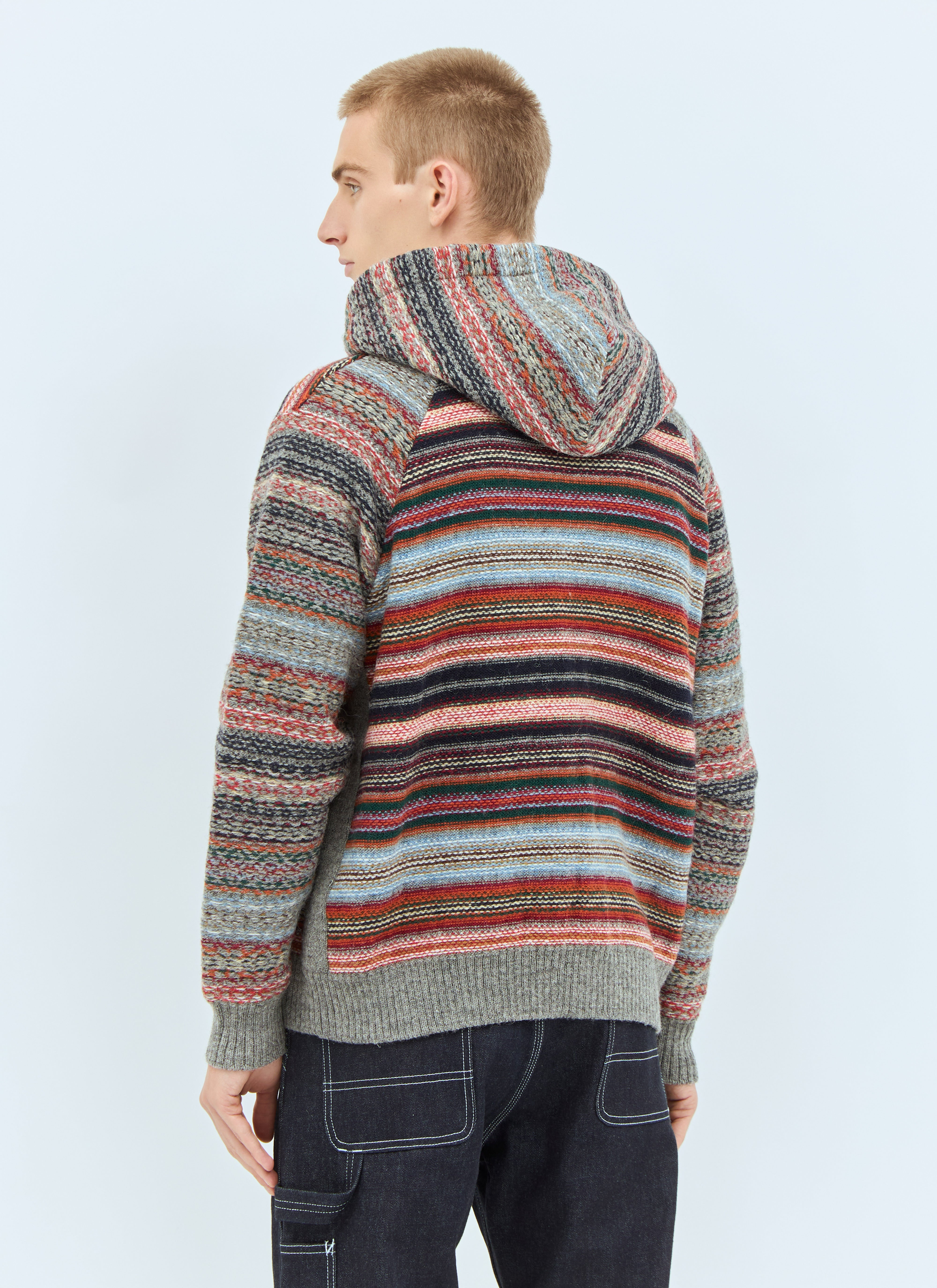 Junya Watanabe Men Striped Hooded Cardigan - 5