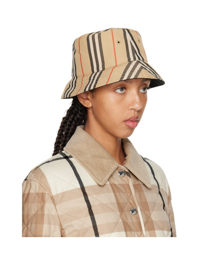 Burberry Beige Icon Stripe Reversible Bucket Hat outlook