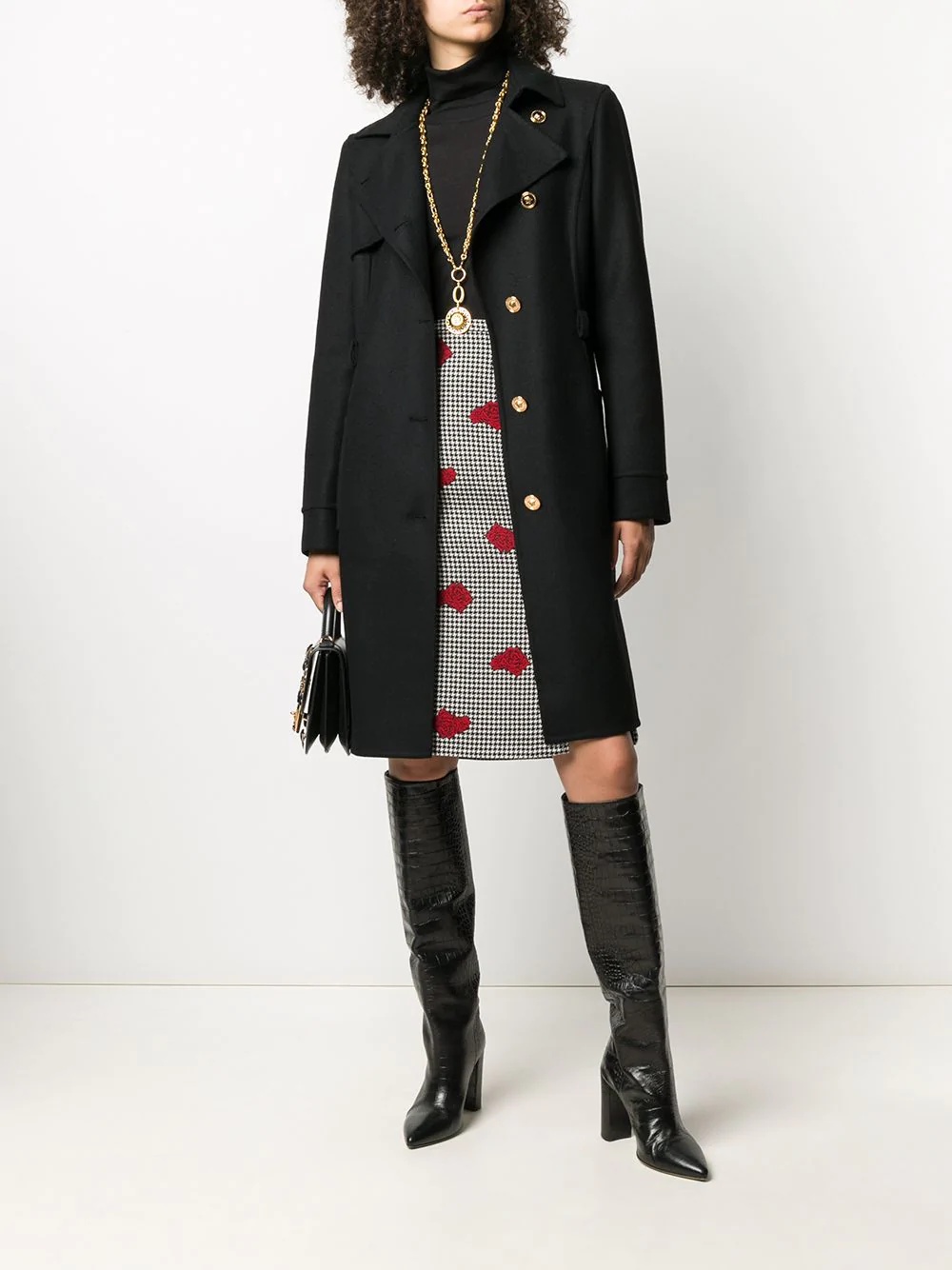 Medusa safety pin button-up coat - 2