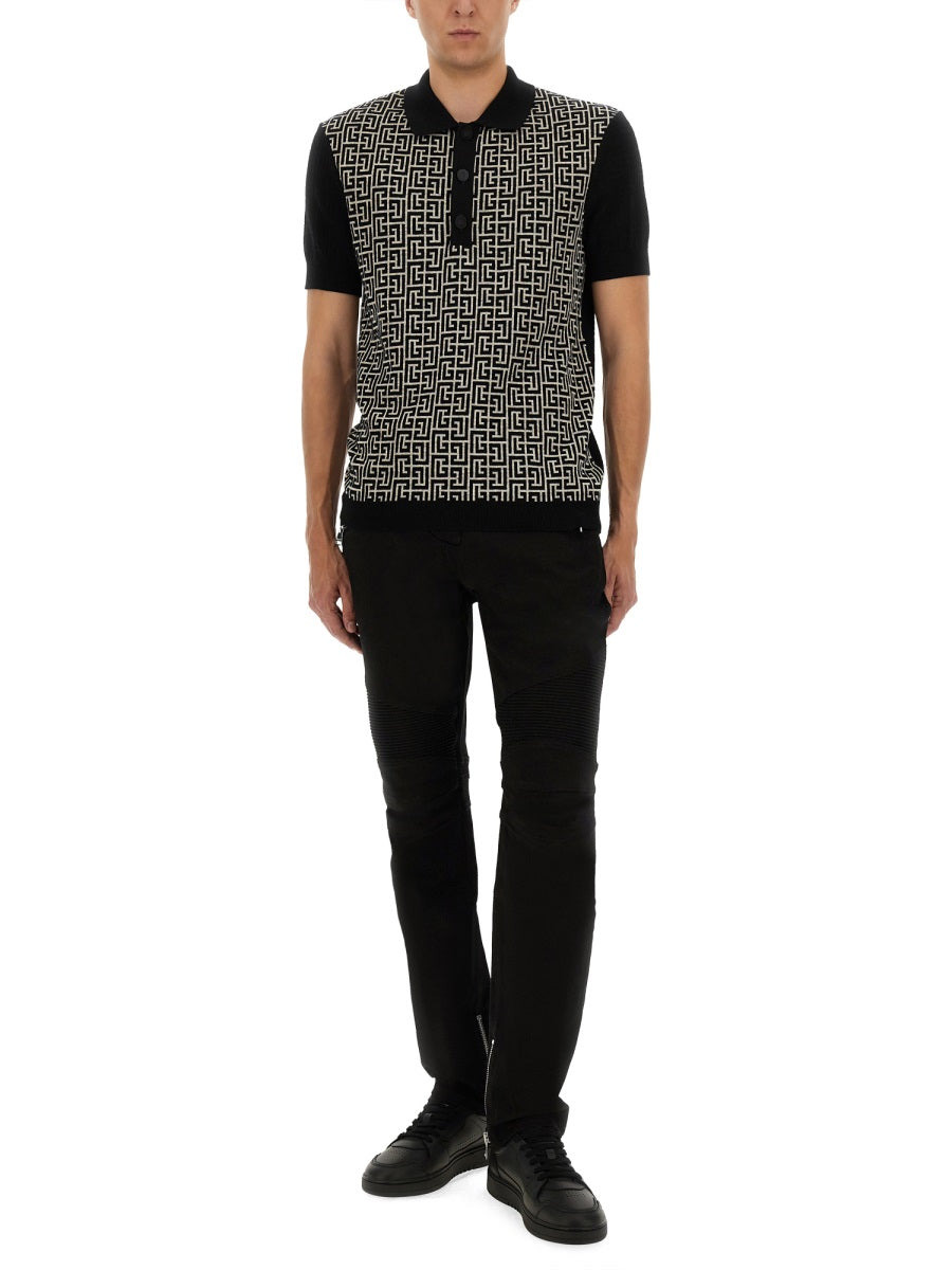 Balmain Men Monogram Polo - 2