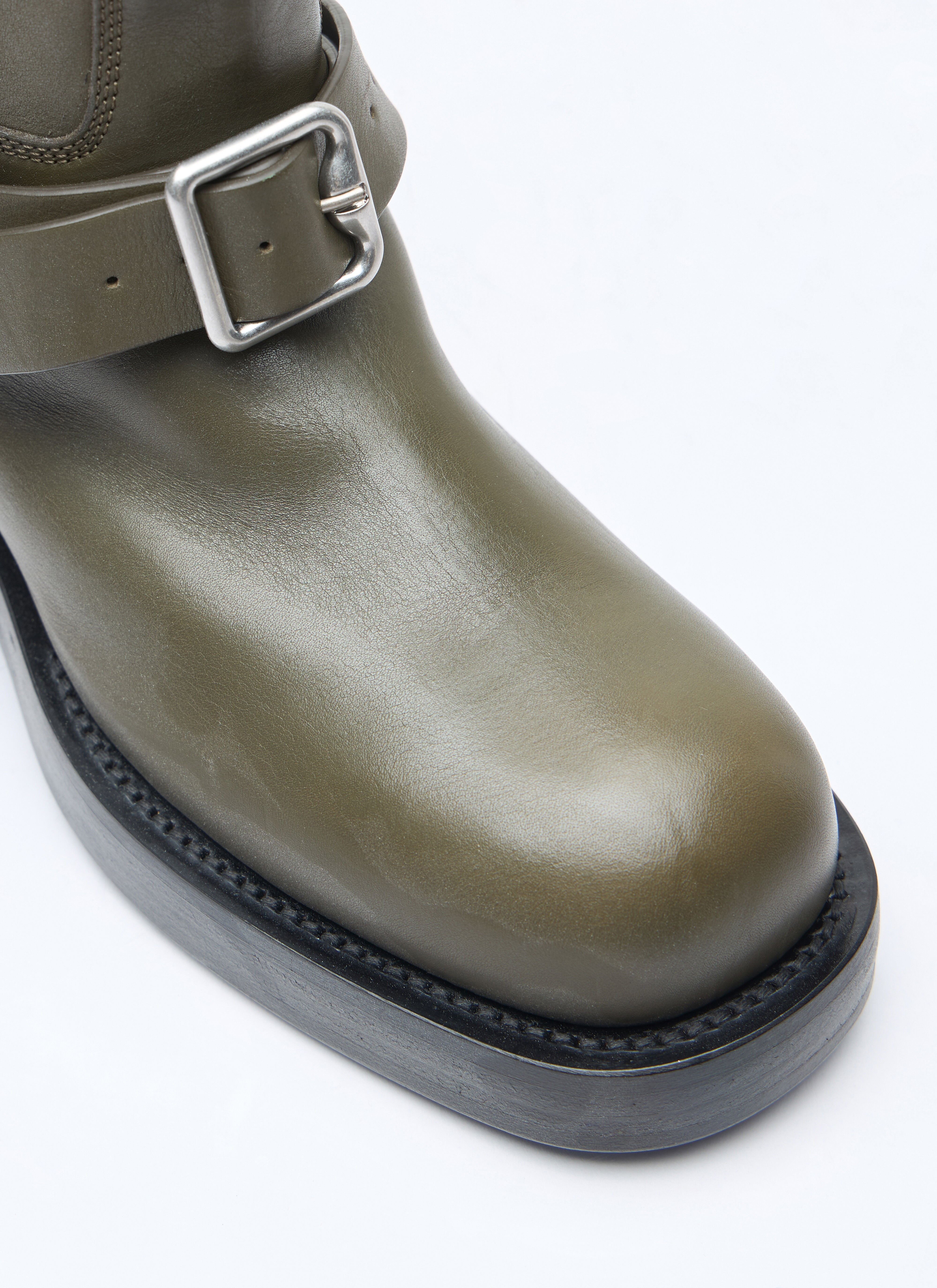 Leather Saddle High Boots - 2