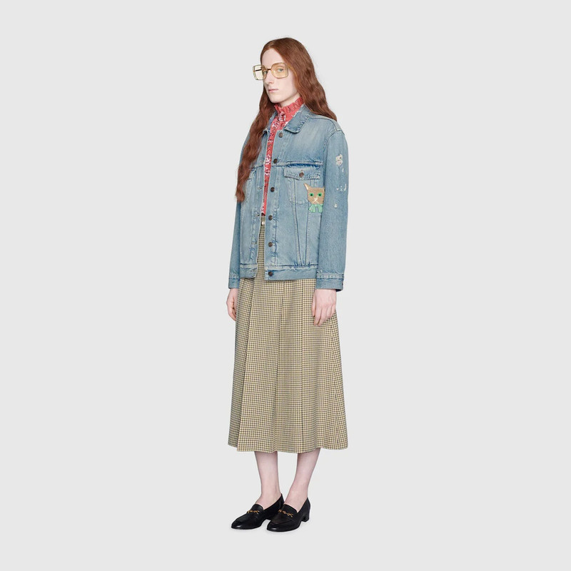 GUCCI Gucci cat organic denim jacket outlook