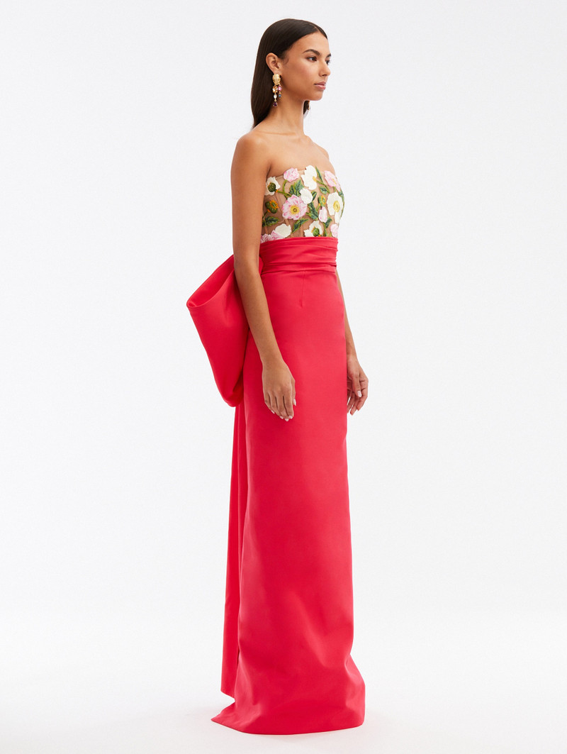 PAINTED POPPIES THREADWORK FAILLE GOWN 3
