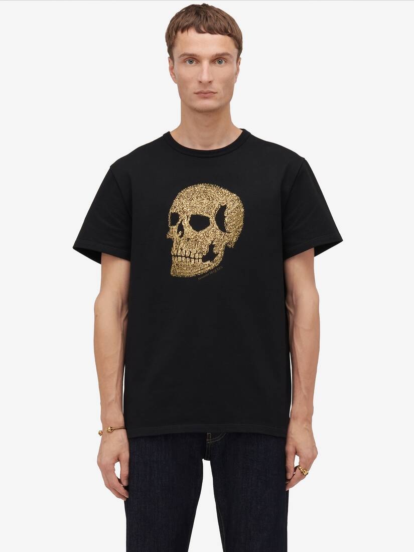 Men's Skull T-shirt in Black/ Gold - 5