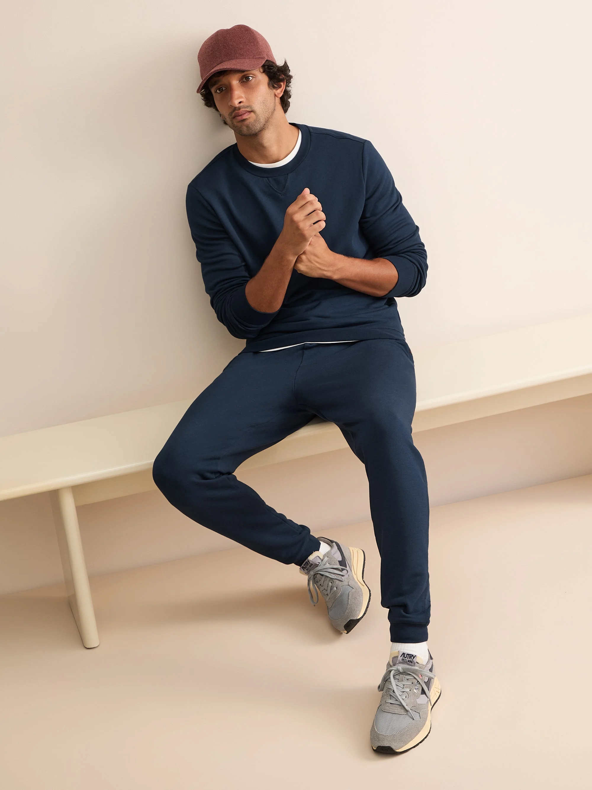 Harley Cotton Modal Cuffed Sweatpants Navy Blue - 1