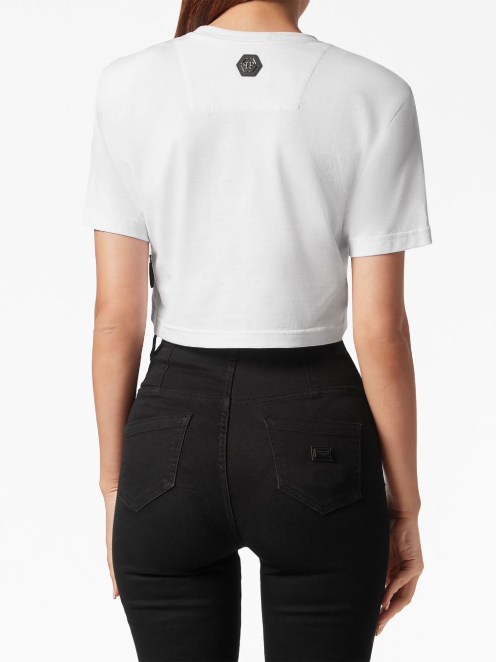 logo-print cotton crop top - 4