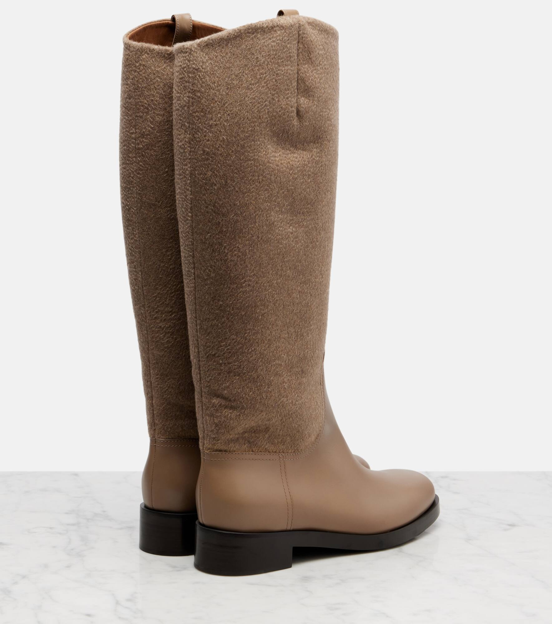 Cashmere and leather knee-high boots - 2