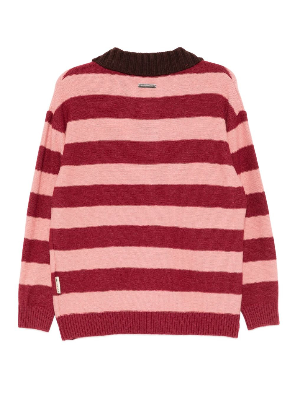 logo-embroidered striped polo top - 2