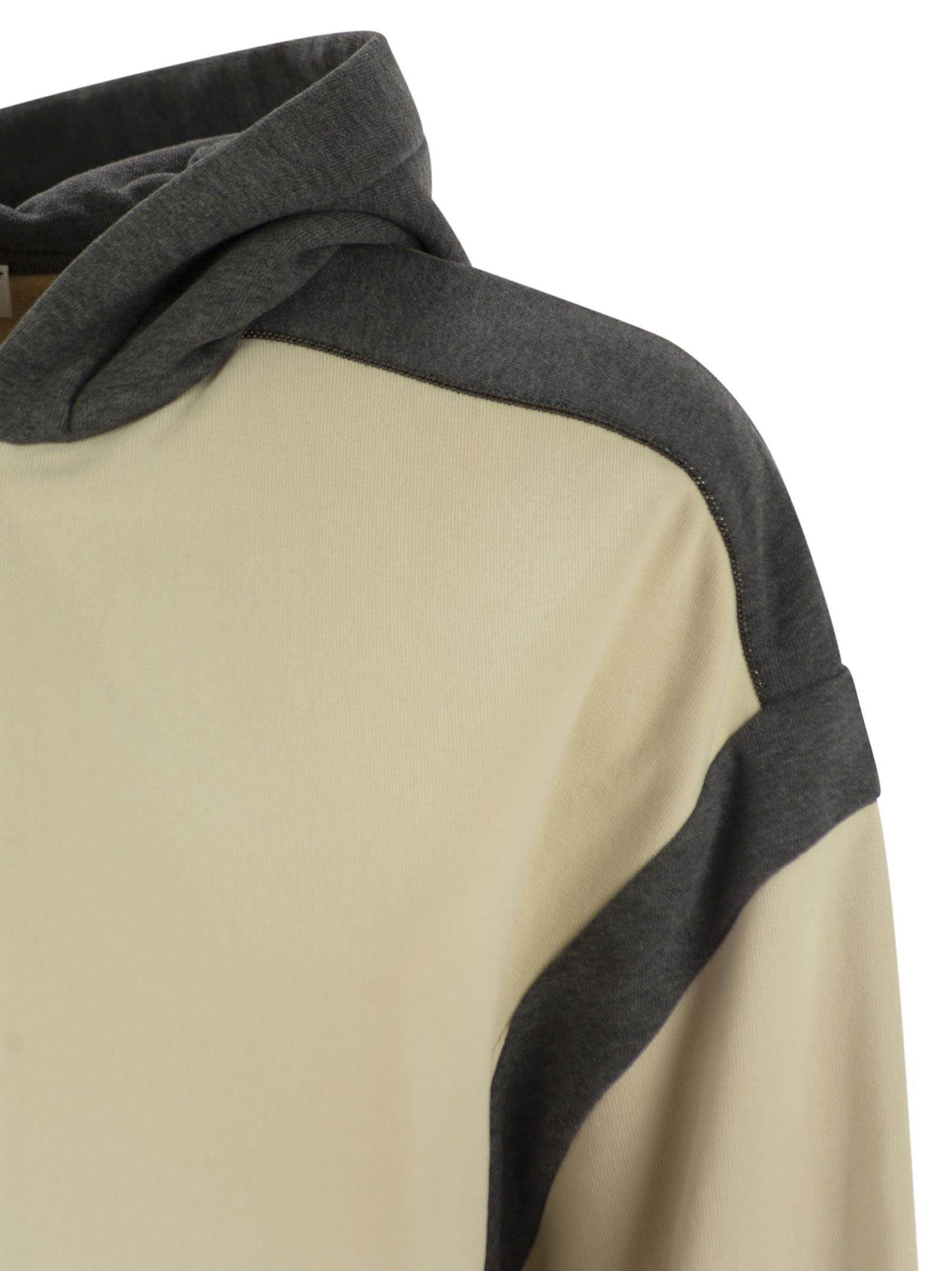 Brunello Cucinelli Women Smooth Cotton Fleece Topwear With Zip, Hood And Shiny Trim - 4