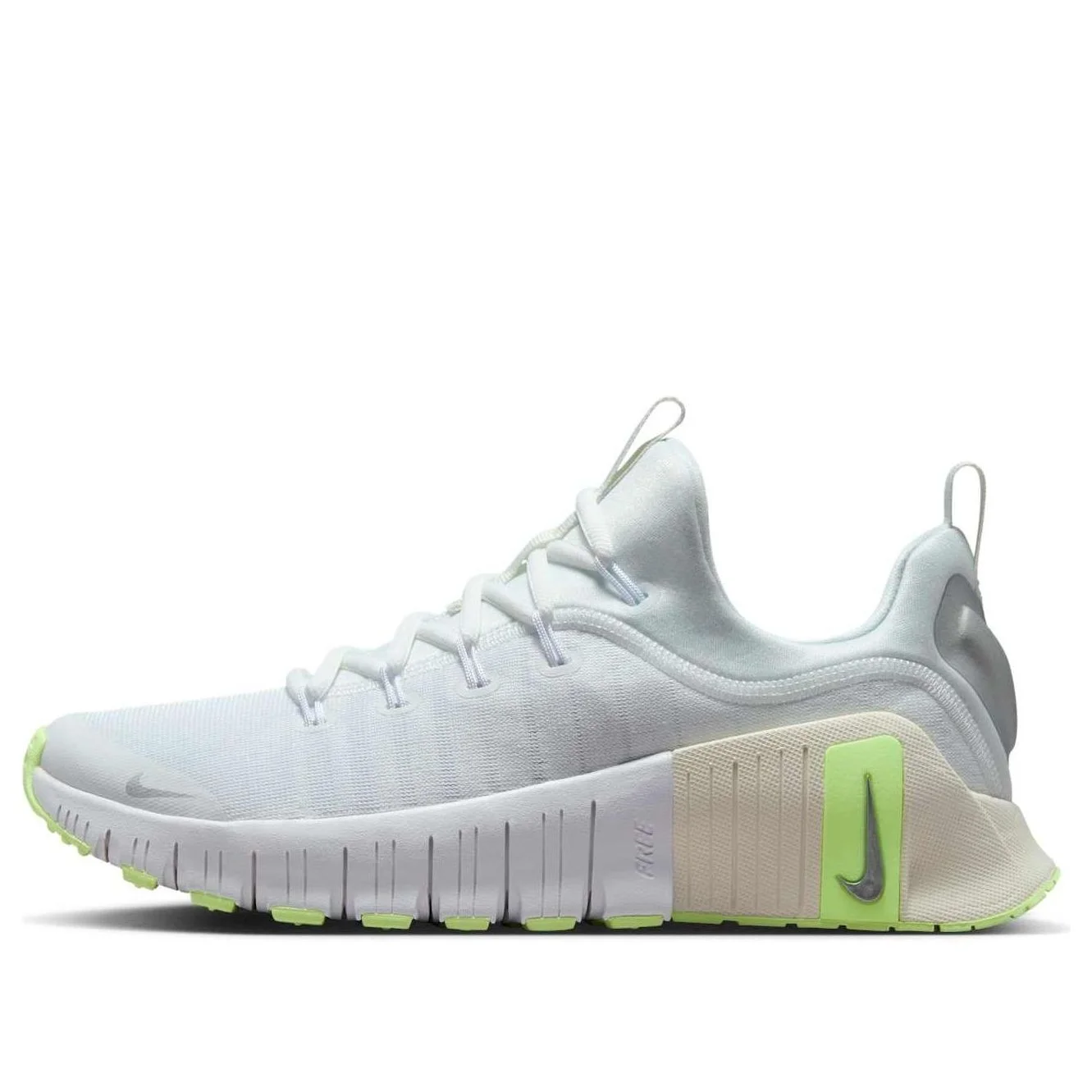 (WMNS) Nike Free Metcon 6 'White Metallic Silver Barely Volt' FJ7126-108 - 1