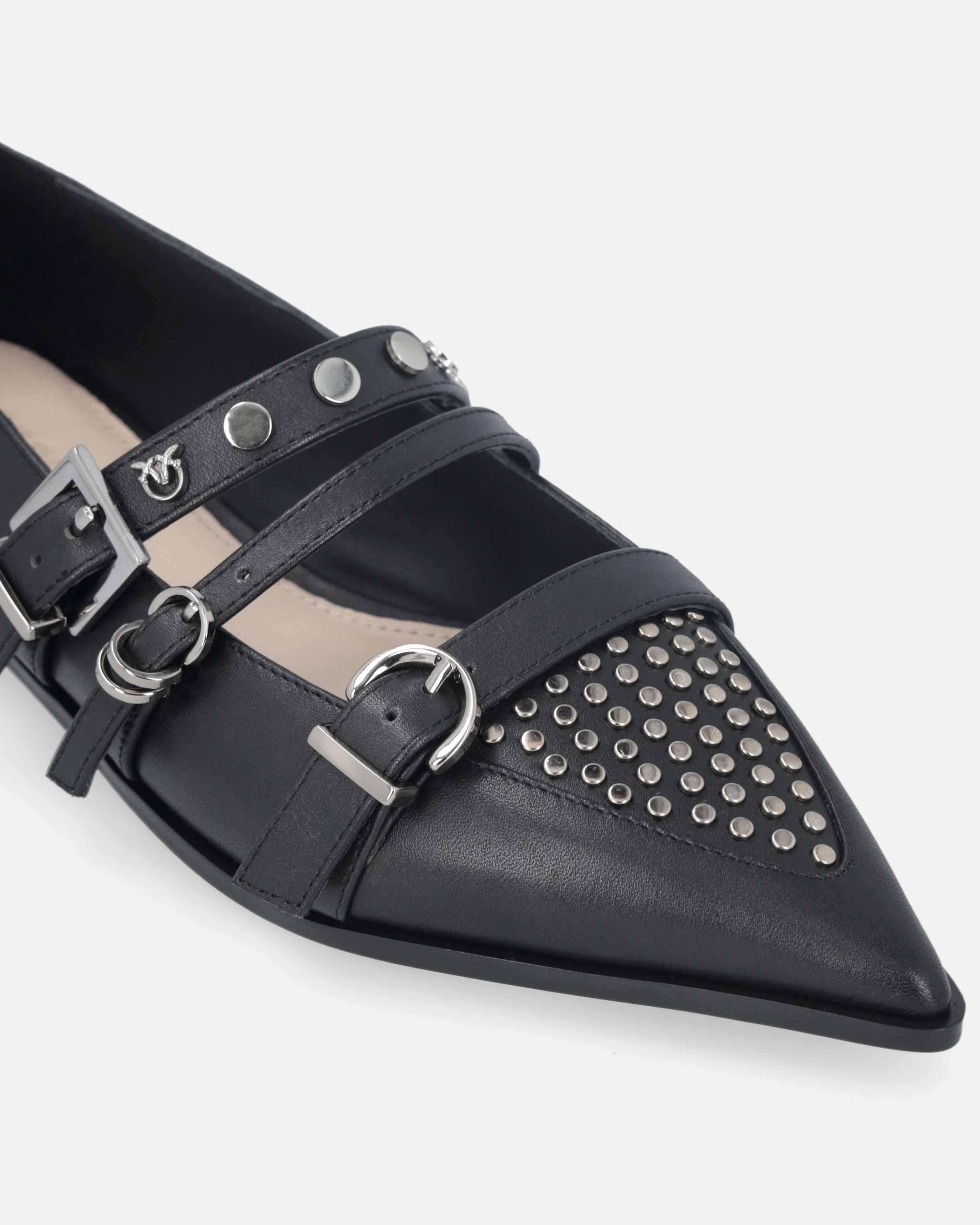 POINTED-TOE LEATHER BALLERINAS WITH STUDS - 4