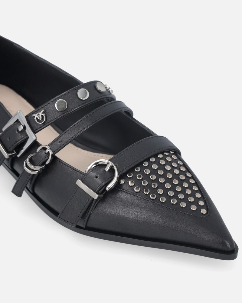POINTED-TOE LEATHER BALLERINAS WITH STUDS 4