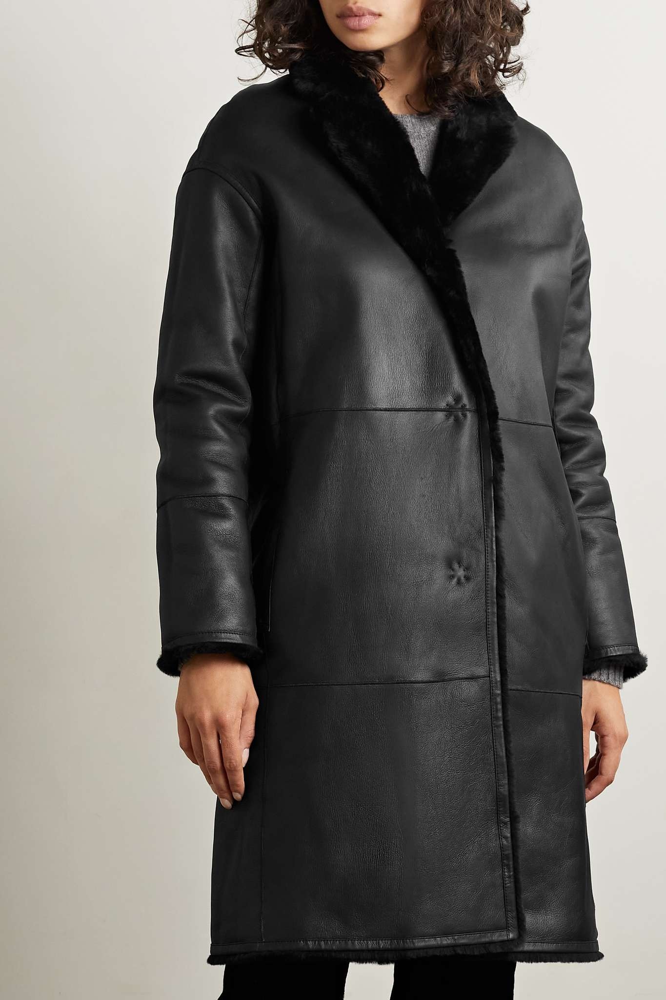Reversible belted leopard-print shearling coat - 6