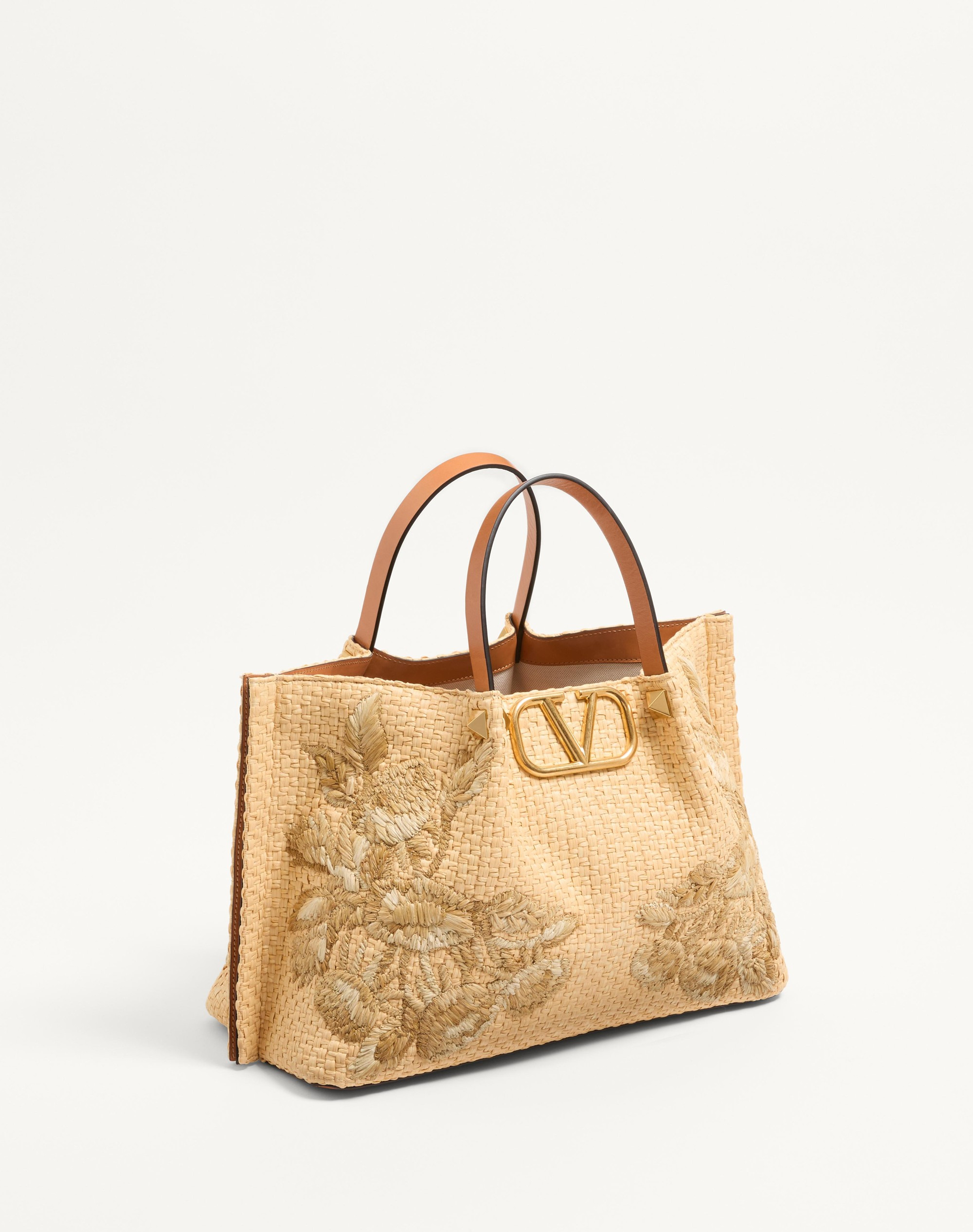 MEDIUM SHOPPING BAG IN SYNTHETIC RAFFIA WITH FLORAL EMBROIDERY - 3