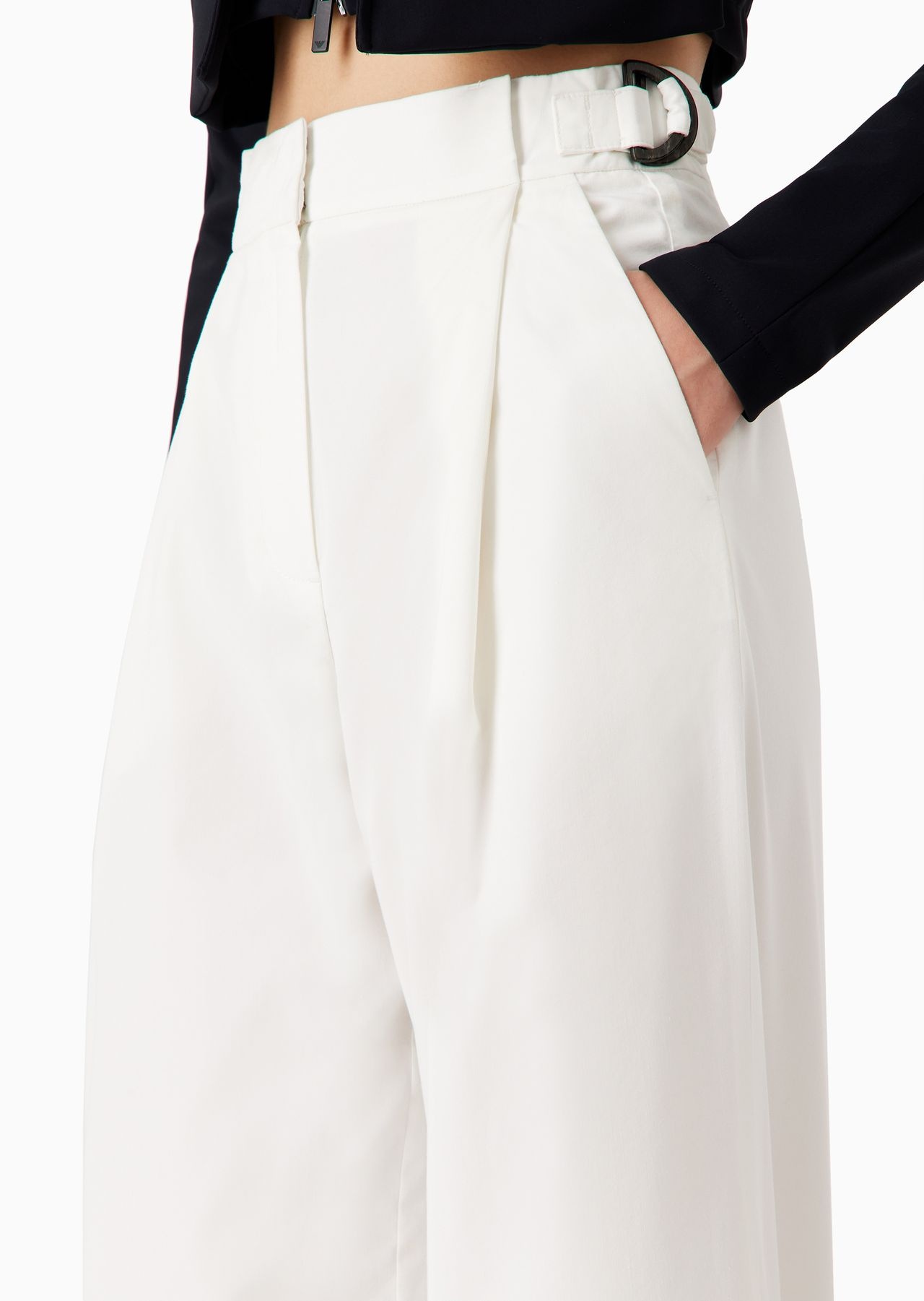 High-rise cotton-blend palazzo trousers - 5