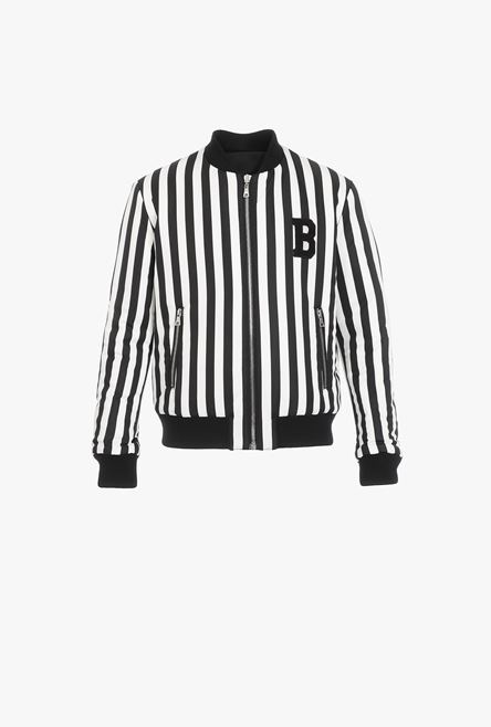 Reversible striped black and white bomber jacket - 1