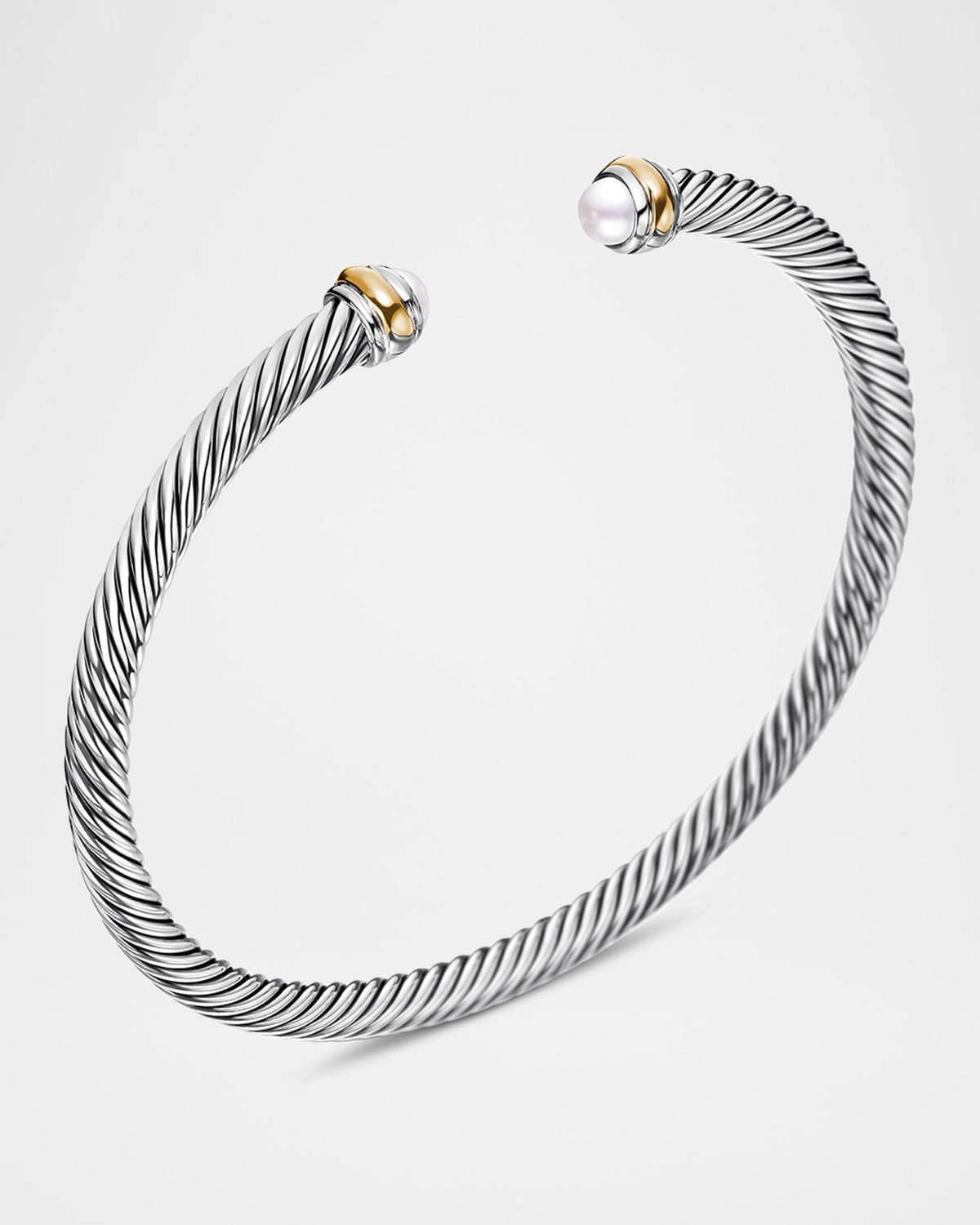 Cable Bracelet with Gemstone in Silver with 18K Gold, 4mm - 3