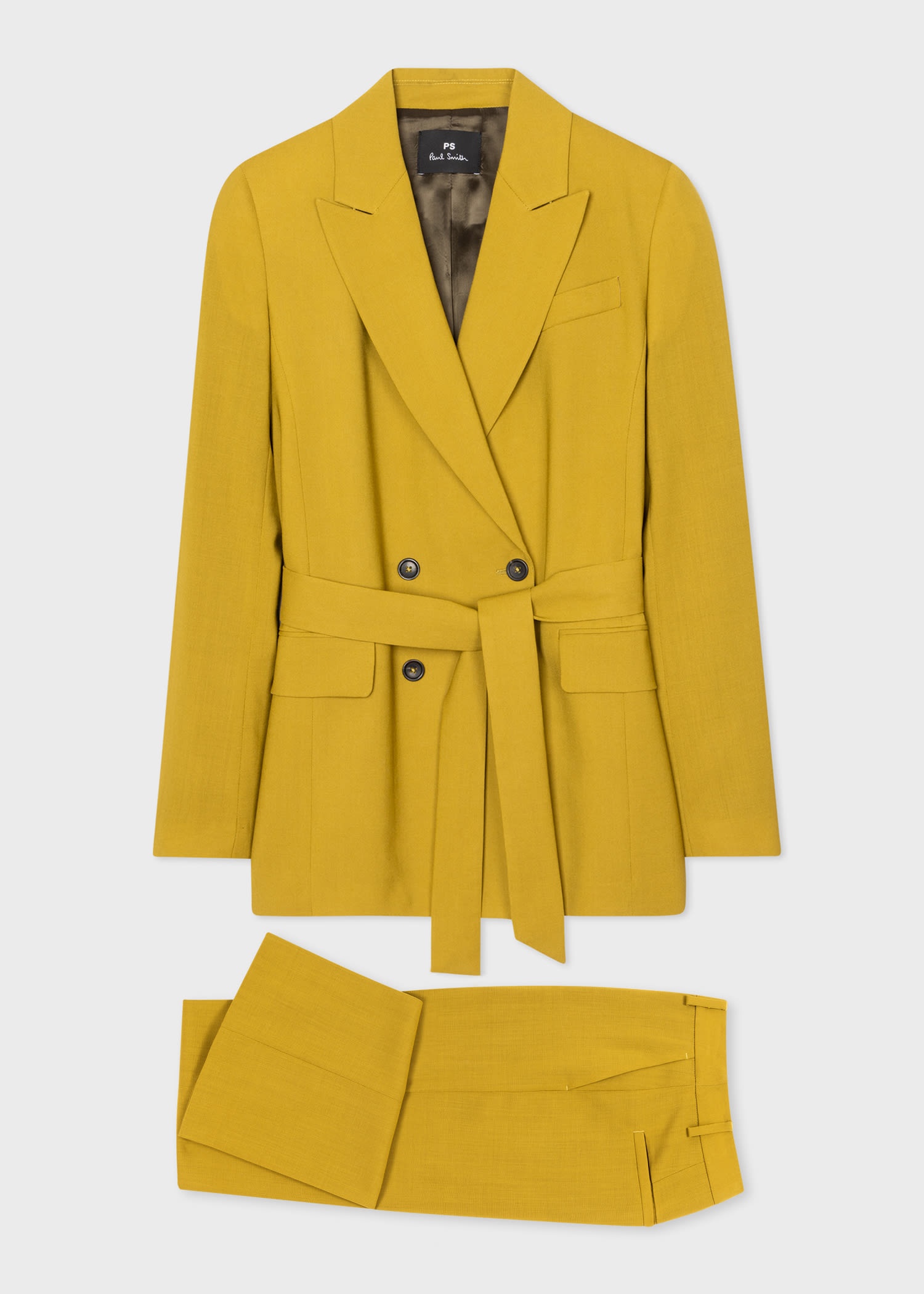Wool Tie-Waist Wide Leg Suit - 1