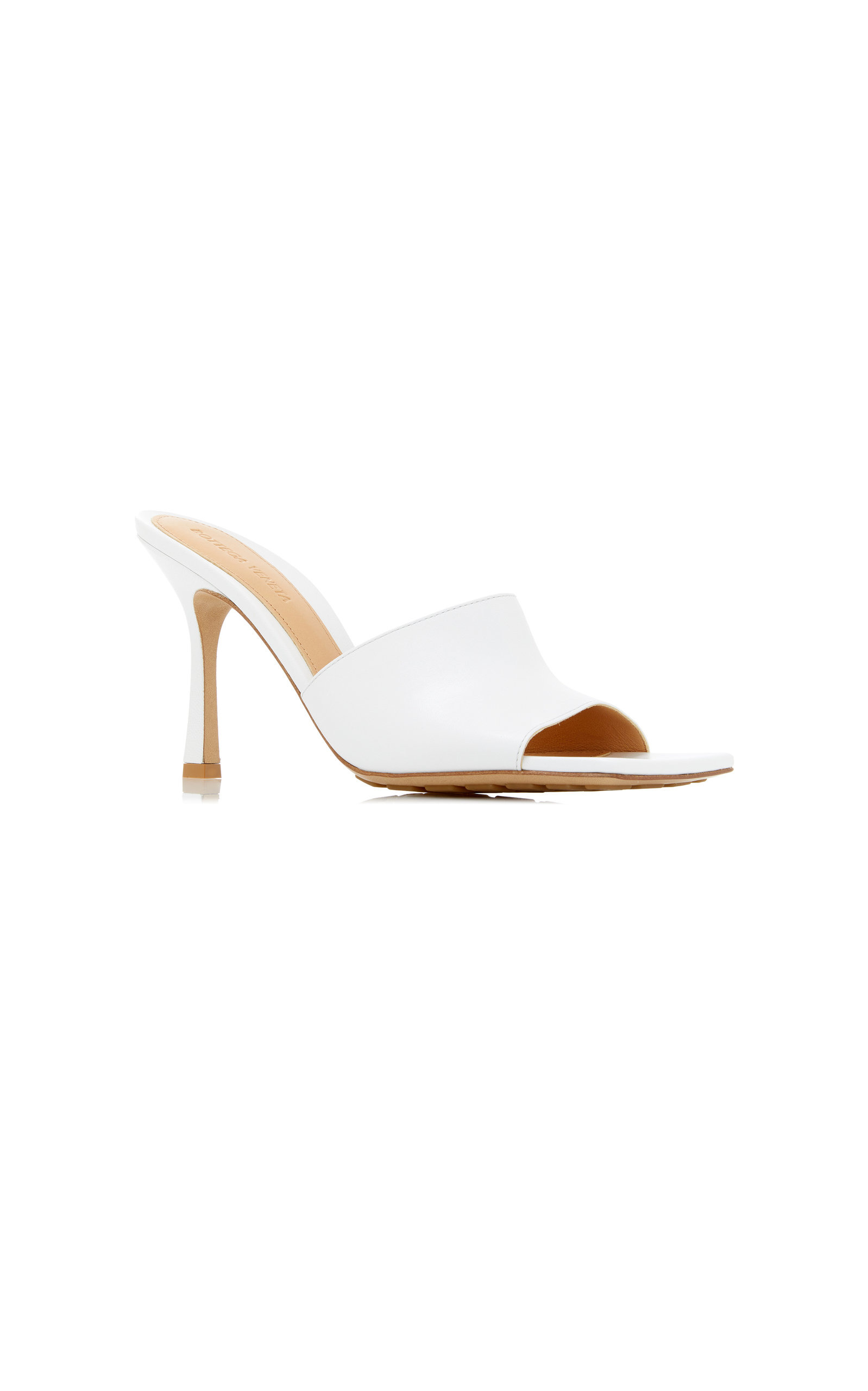 Stretch Leather Slide Sandals white - 5